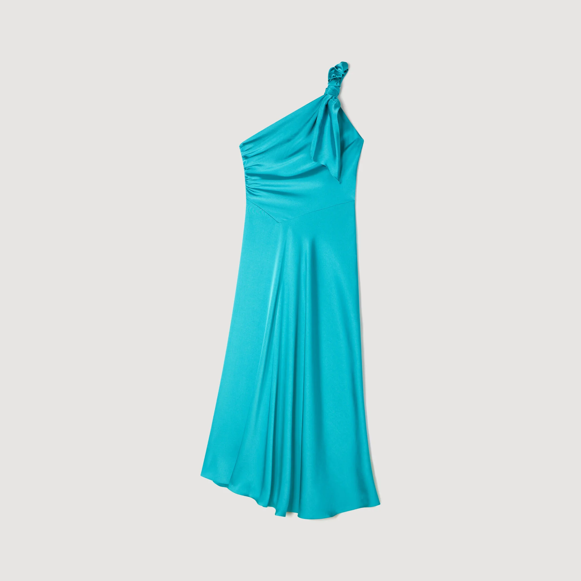 SATIN-EFFECT MAXI DRESS WITH BOW - 1