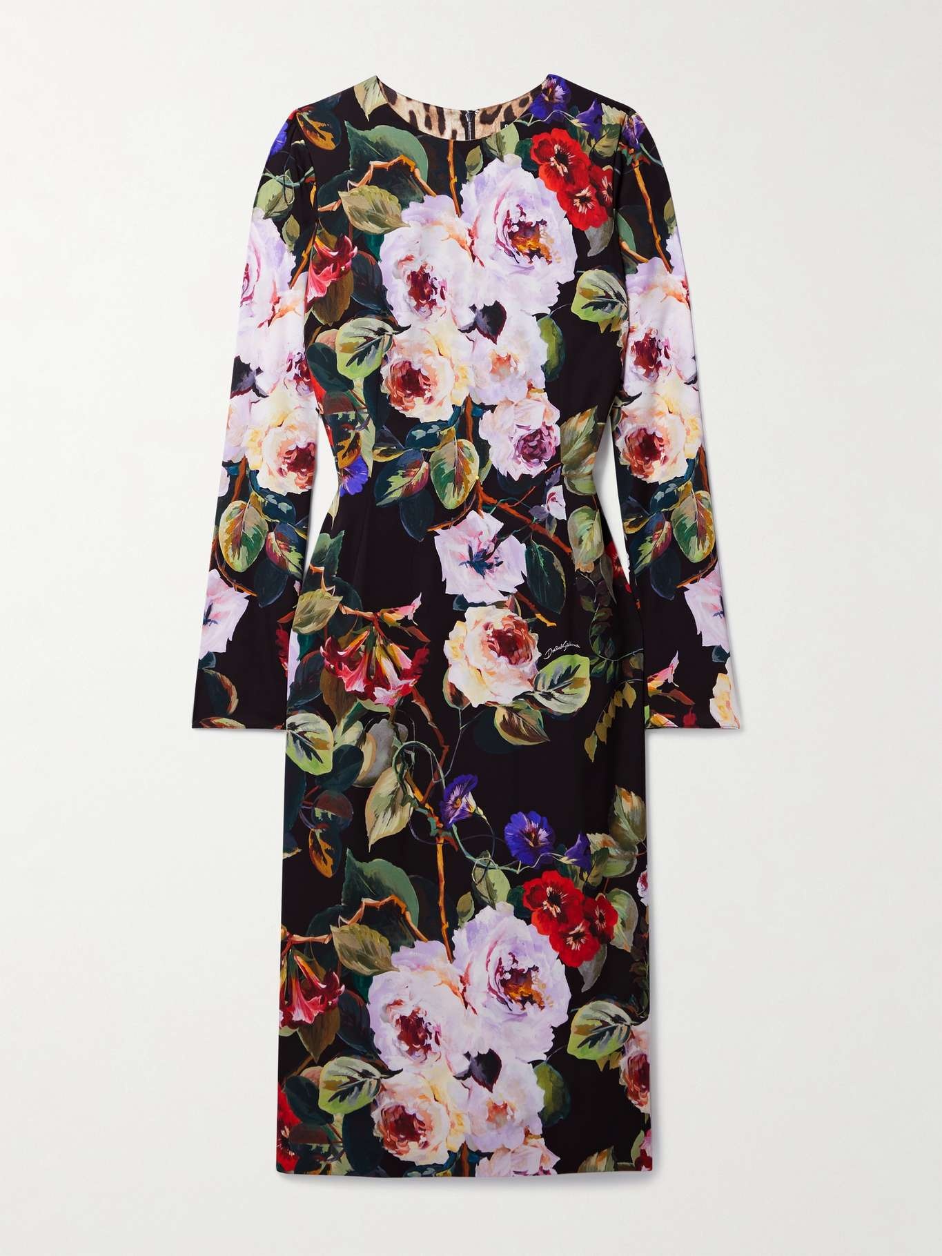 Floral-print silk-charmeuse midi dress - 1