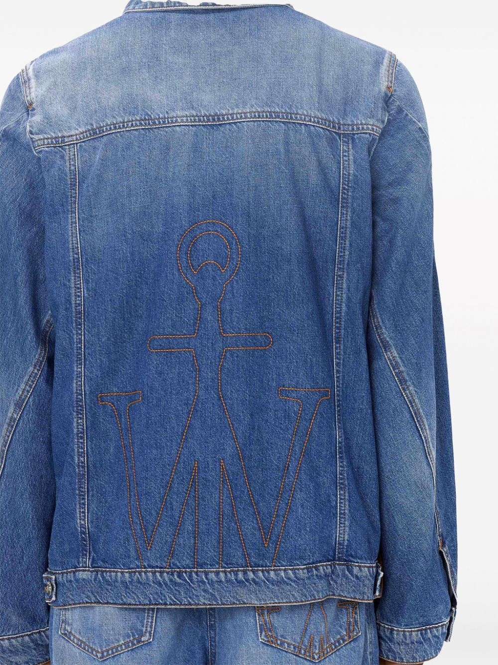 anchor-logo deconstructed denim jacket - 5