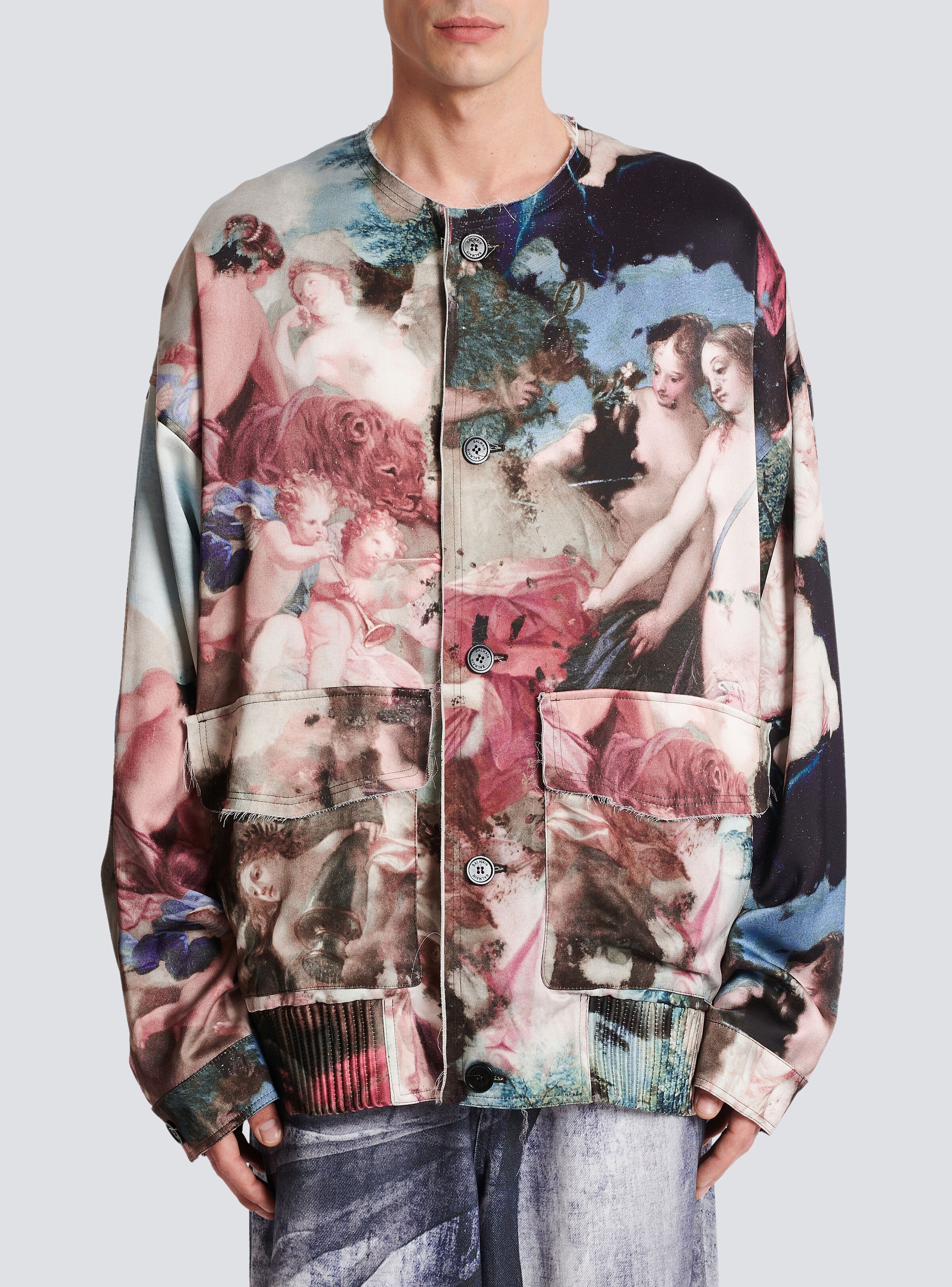 Pastel print satin varsity jacket - 5