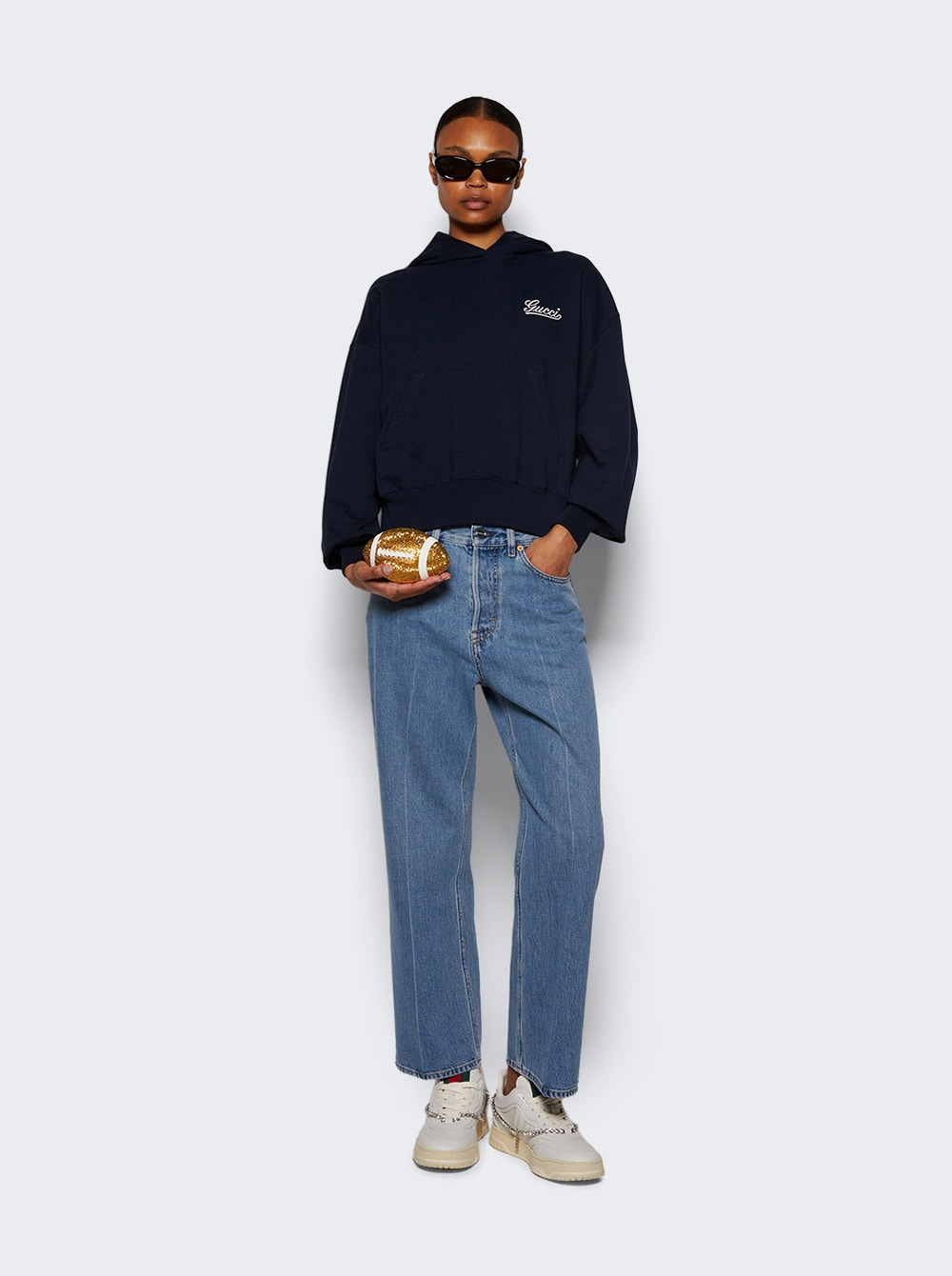 Low Waist Cropped Denim Pants Blue - 2