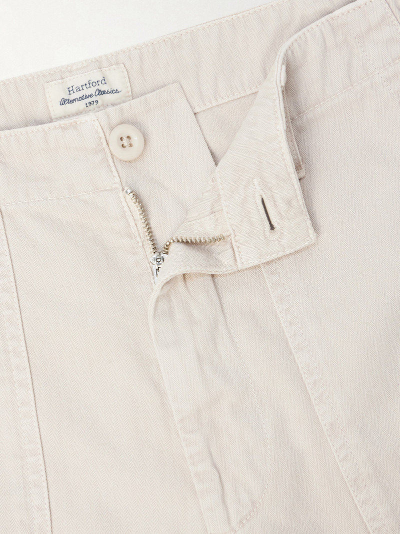 Fatigue Straight-Leg Herringbone Cotton Shorts 6