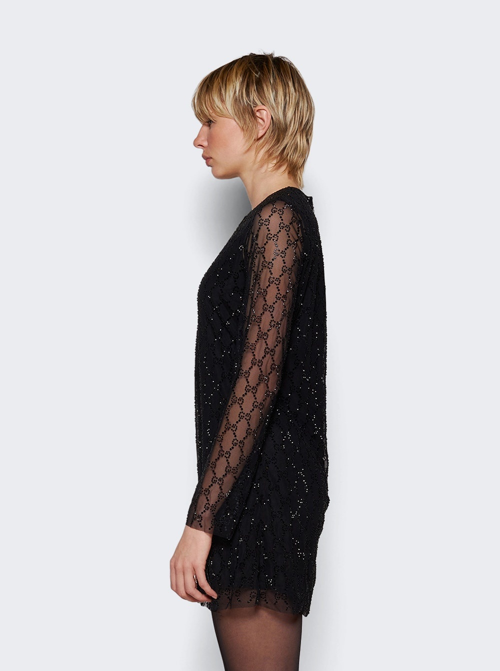 Crystal Tulle Dress Black - 4