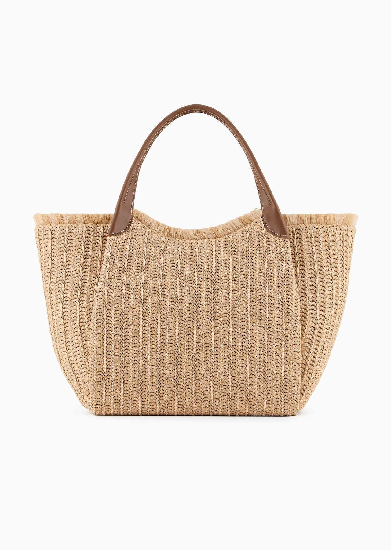 Woven straw shopper bag with logo charm - 3
