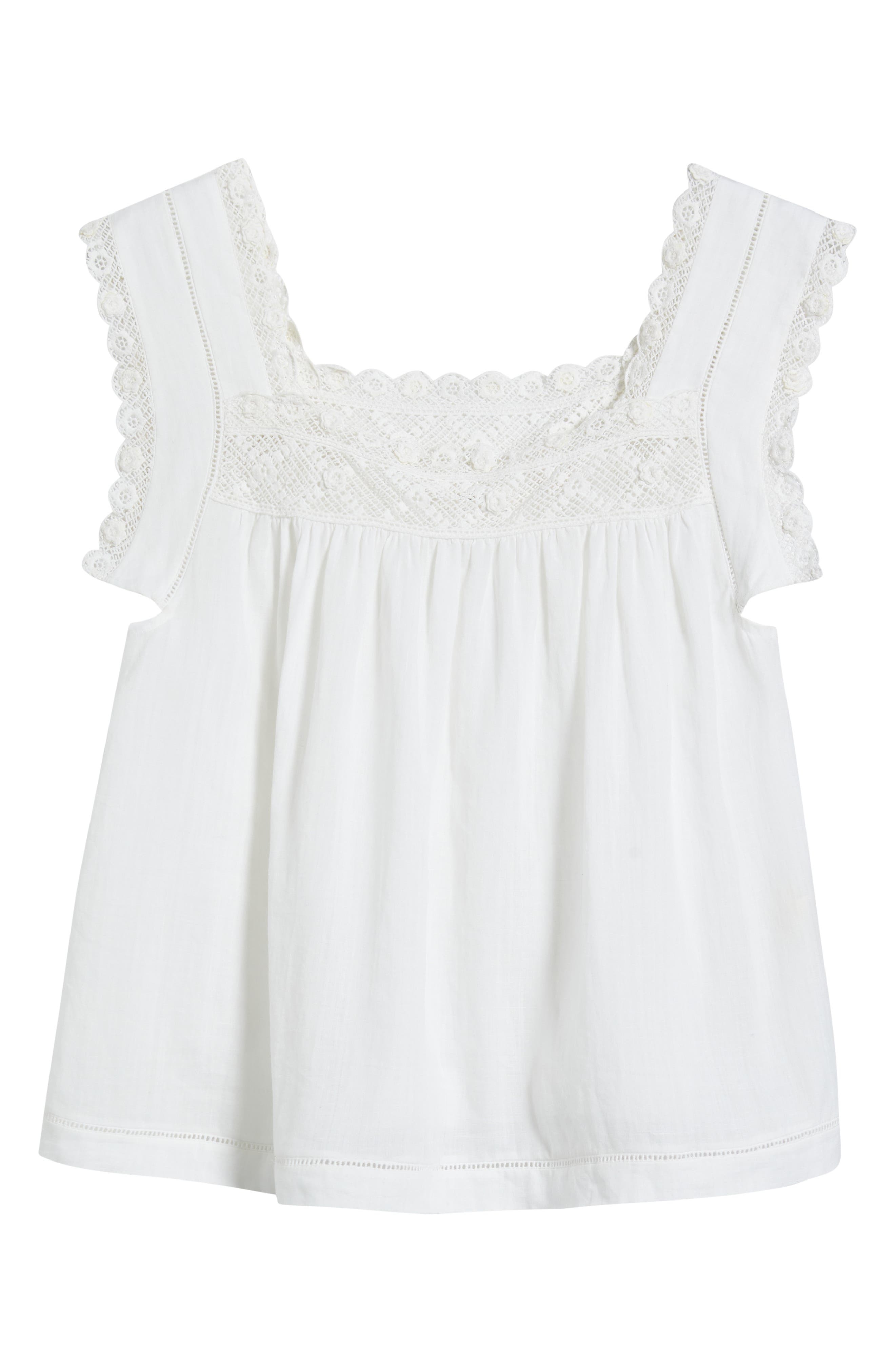 DÔEN Aphra Lace Trim Top in Salt at Nordstrom - 5