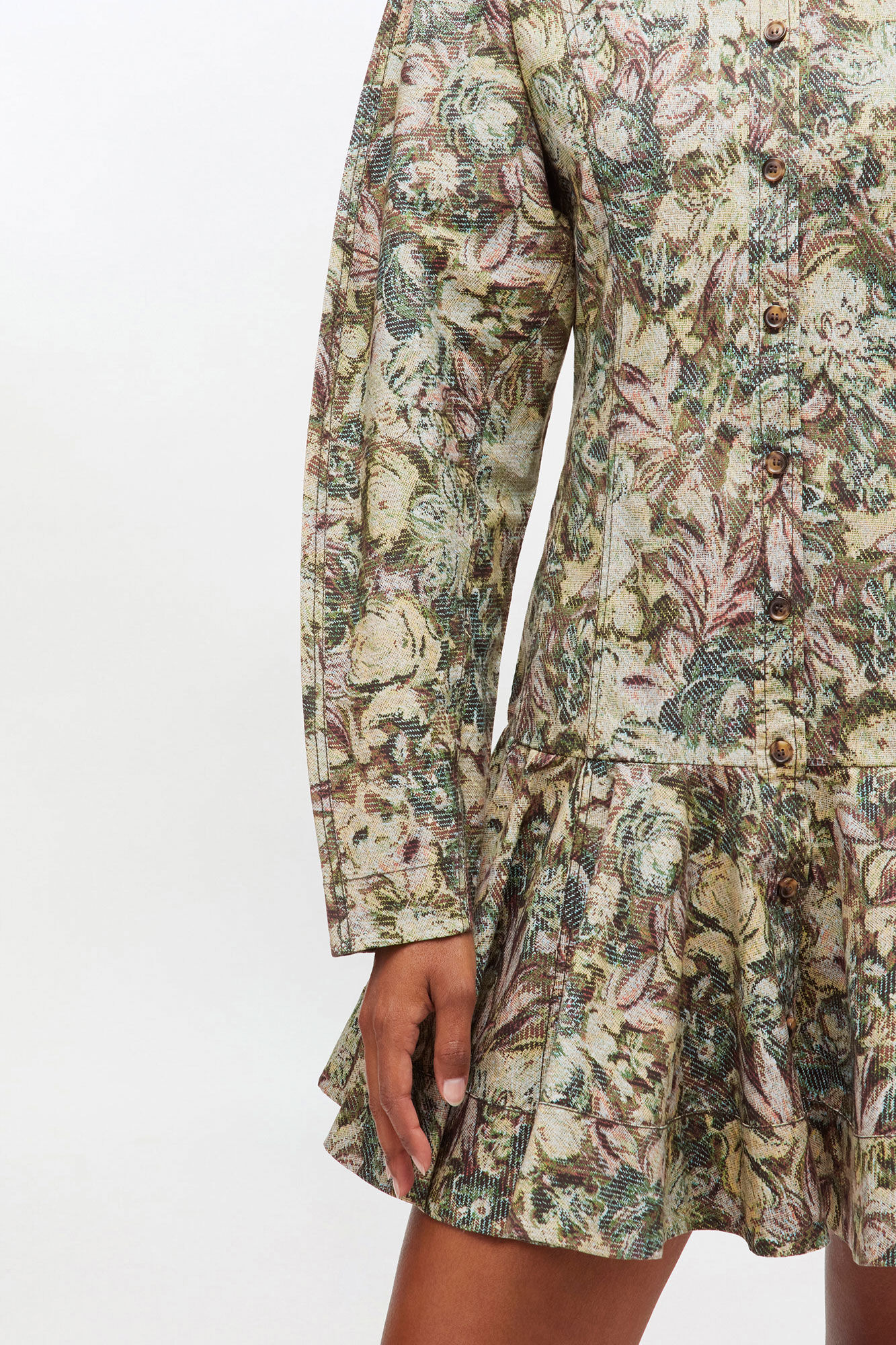 TAPESTRY FLORAL SHIRT DRESS - 4