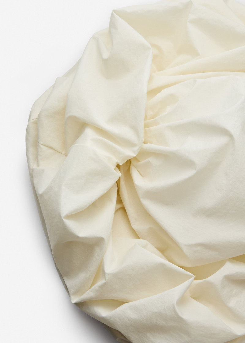 Oversized crinkled taffeta draped hat in cream 4