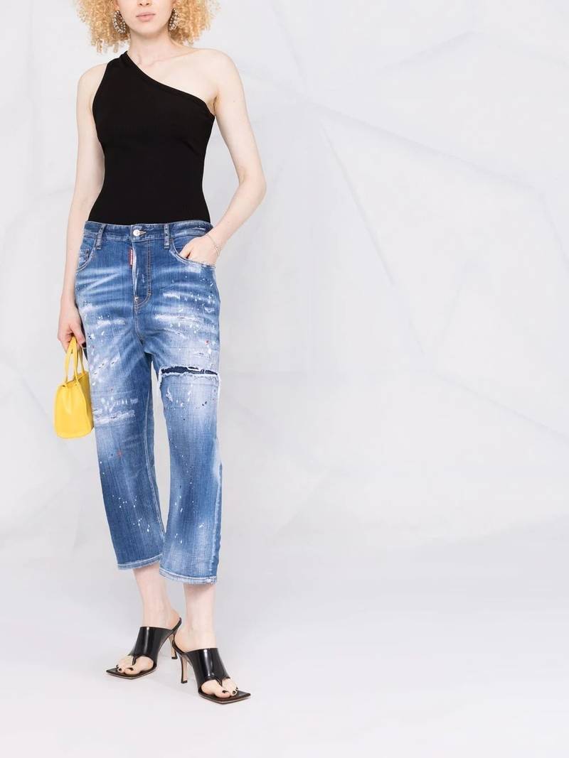 DSQUARED2 paint-splatter cropped jeans outlook