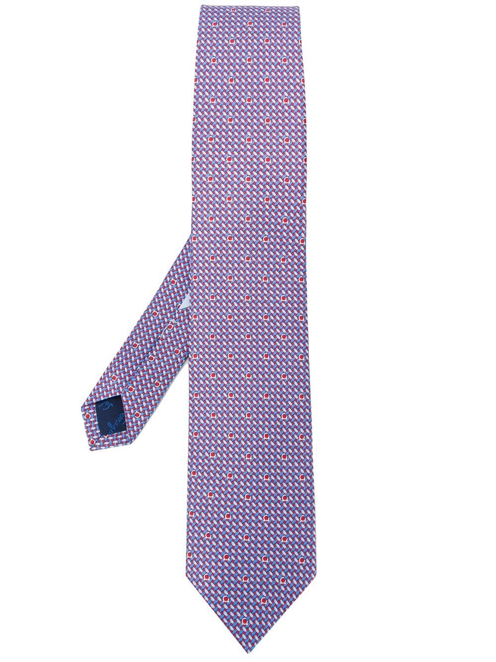 geometric print silk tie - 1