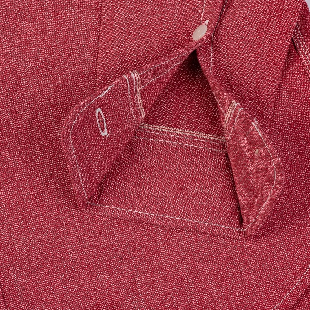 IHSH-290-RED 10oz Mock Twist Selvedge Chambray Work Shirt - Red - 8