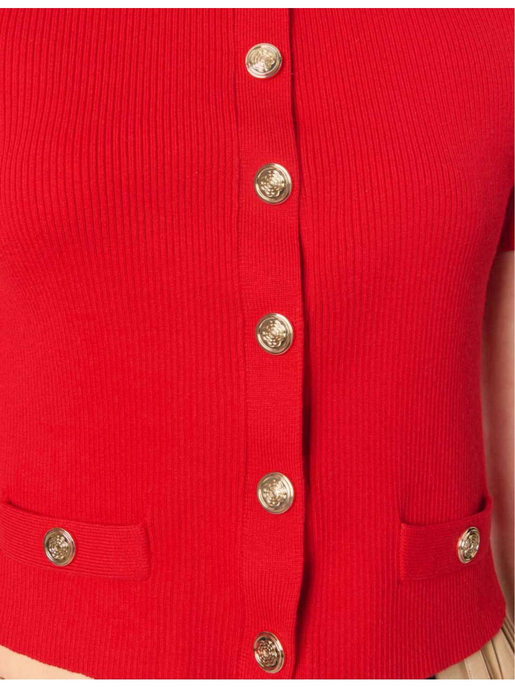Cropped Short-Sleeve Knitted Cardigan - 5