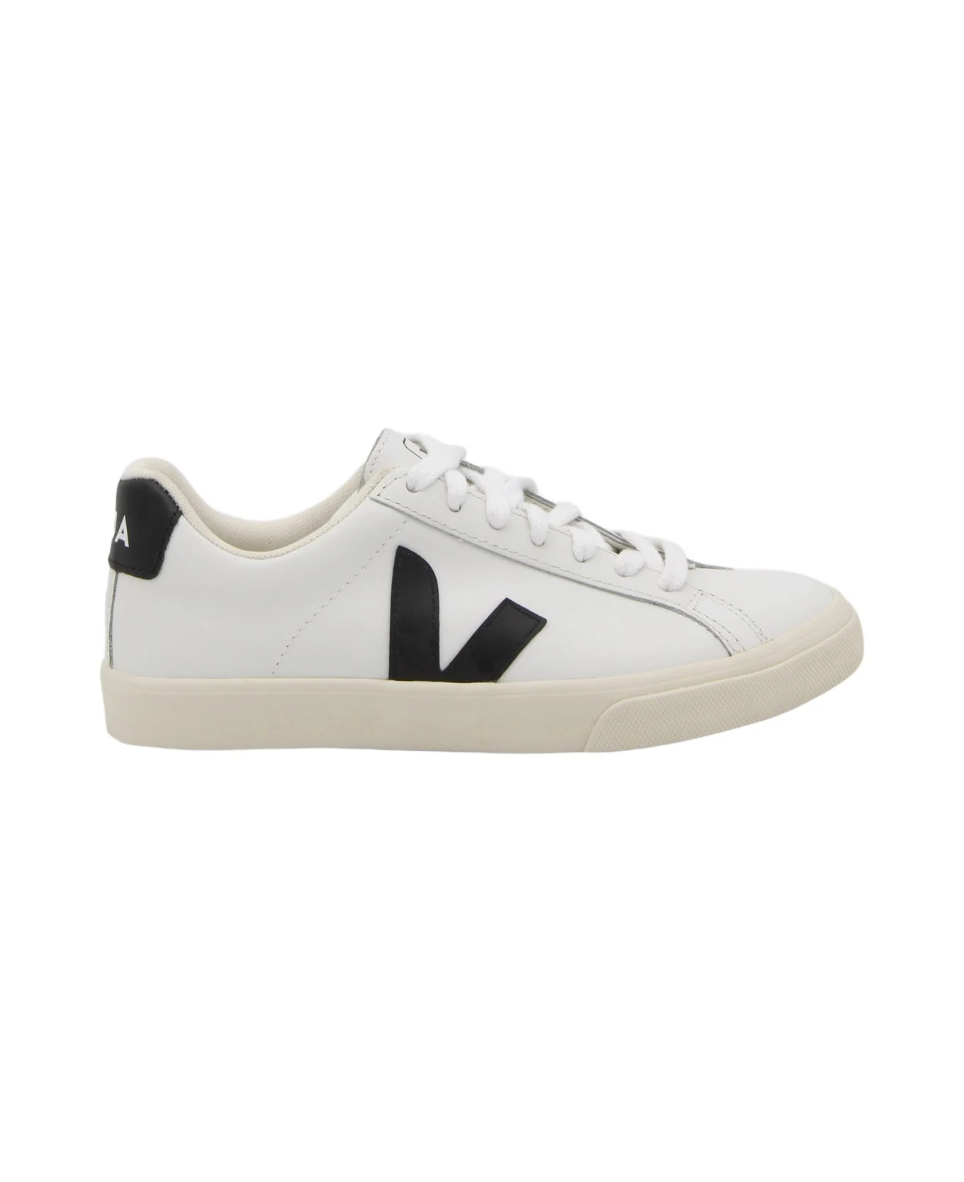 White And Black Leather Esplar Sneakers - 1