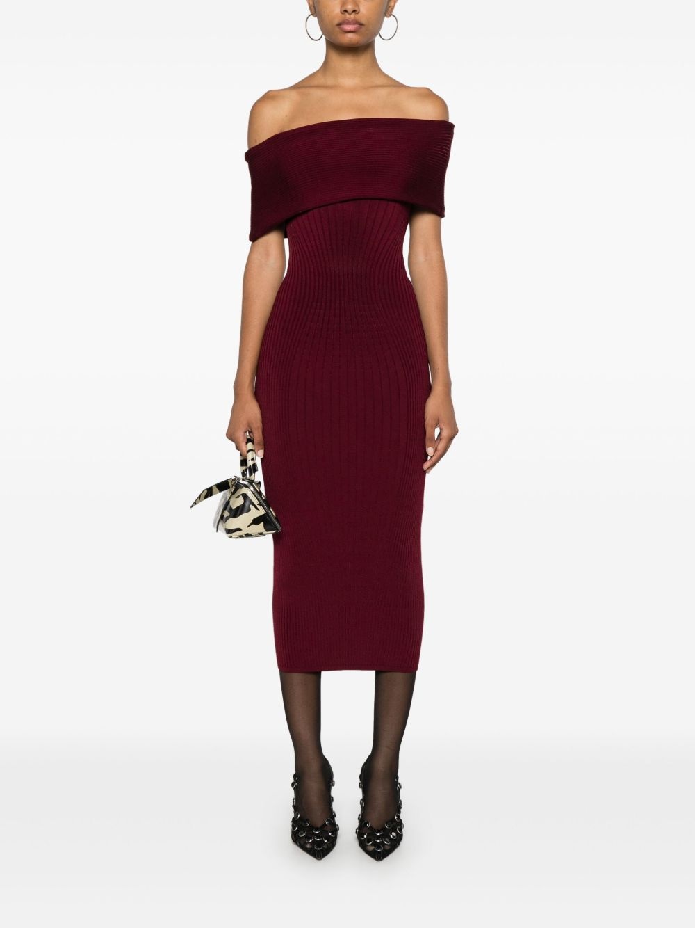 off-shoulder knit dress - 2