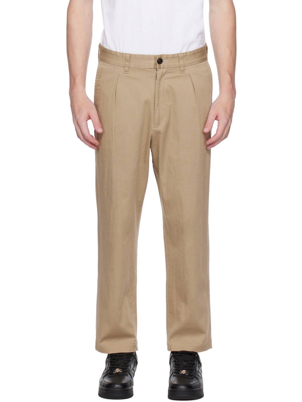 Tan One Point Trousers - 1