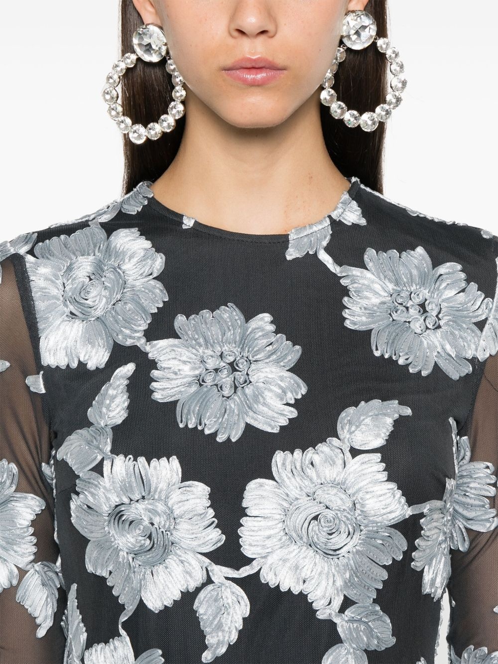 flower mesh mini dress - 5
