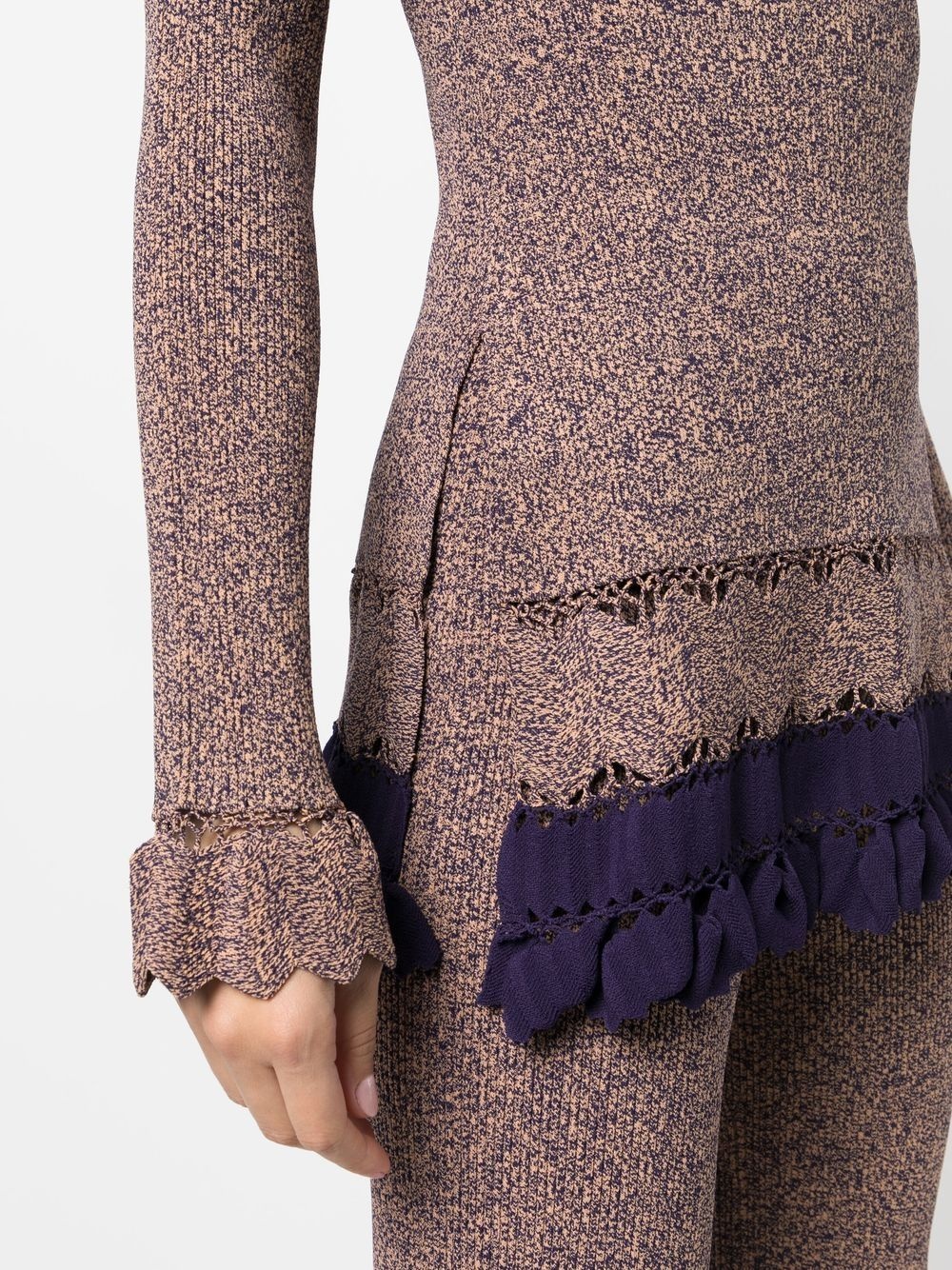 ribbed ruffle-trim jumper - 5