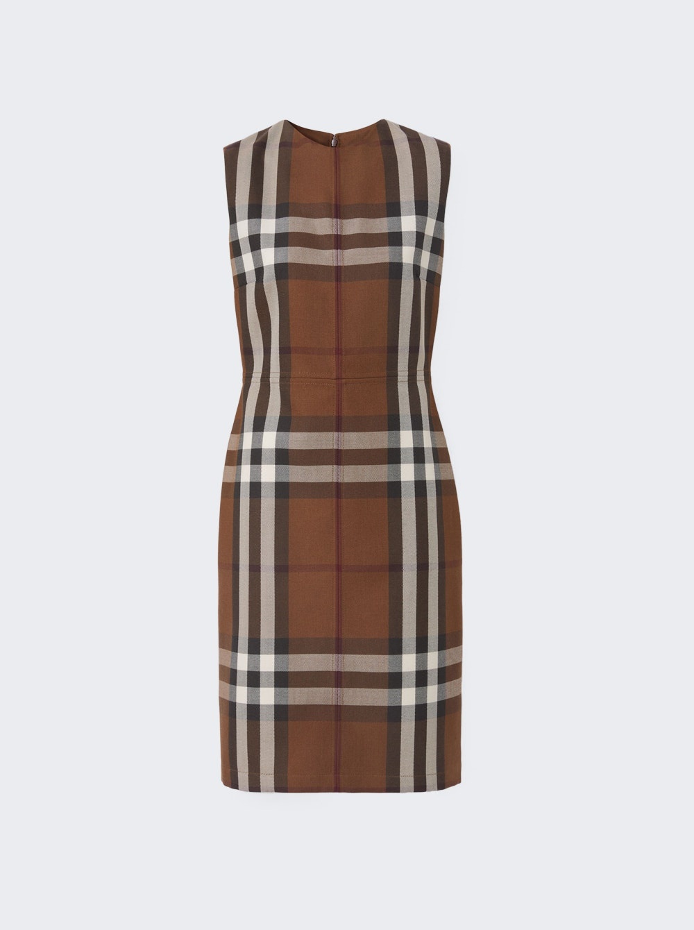 Sleeveless Check Wool Jacquard Dress Dark Birch Brown - 1