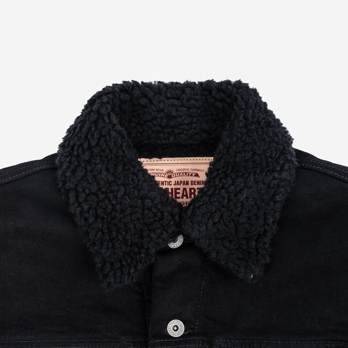 IHJ-116-BLK 14oz Selvedge Denim Fleece Lined Modified Type III Jacket - Black - 7