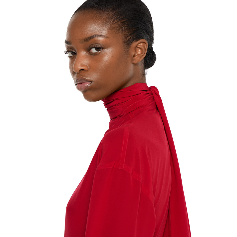 Crêpe de chine shirt with neck bow 5