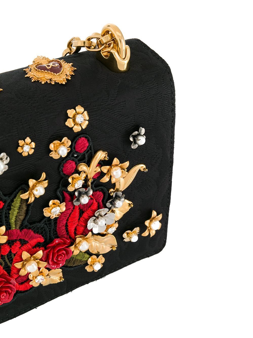 floral embellished shoulder bag - 4