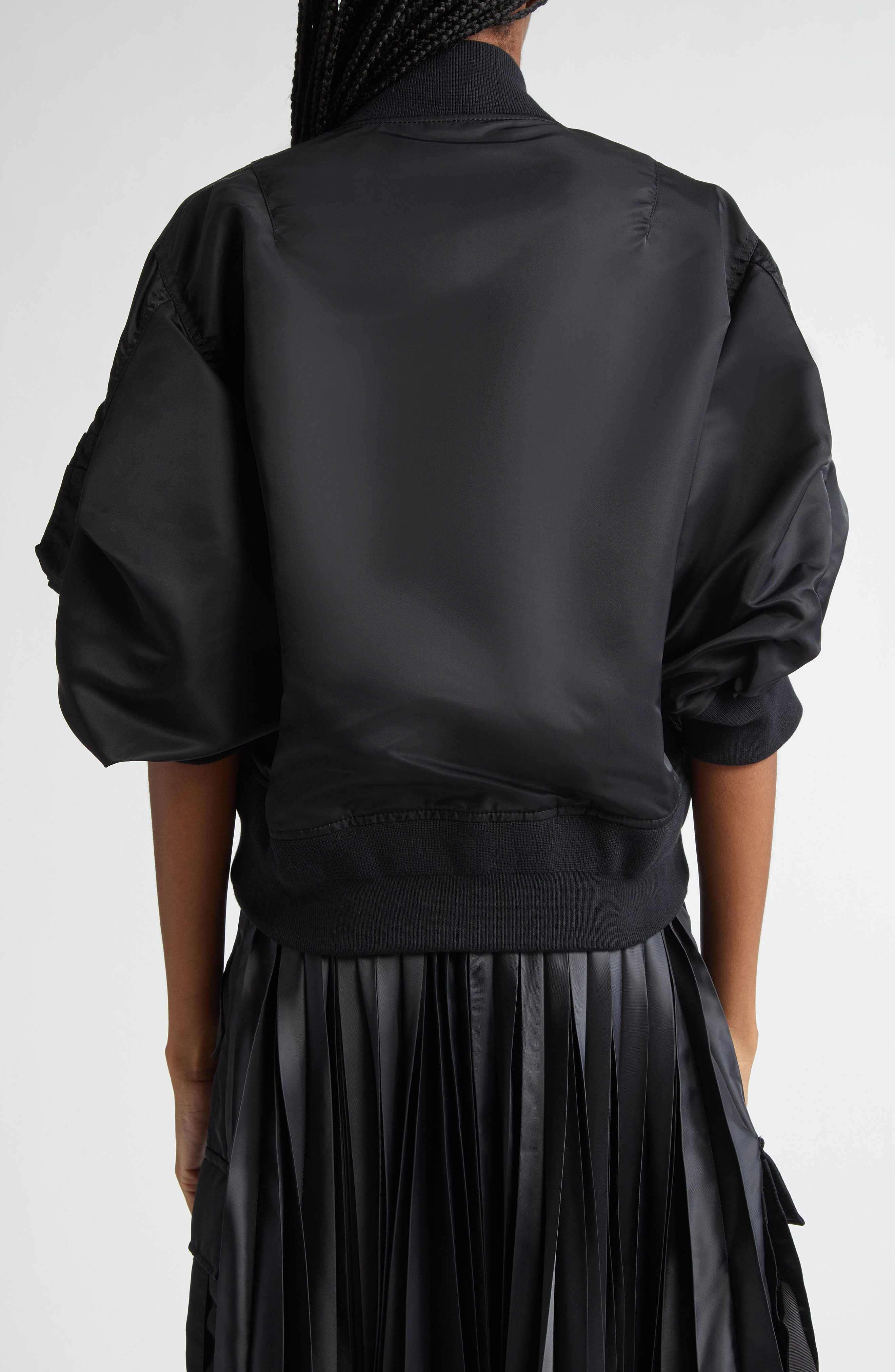 Short Sleeve Nylon Twill Bomber Jacket - 3