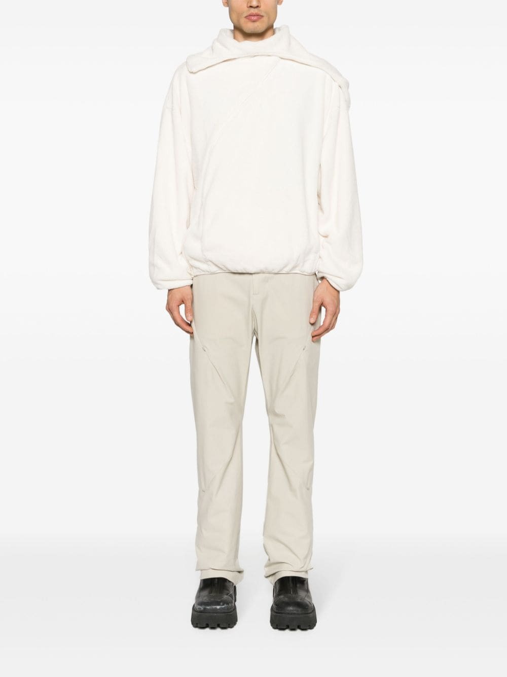 Center asymmetric fleece hoodie - 2
