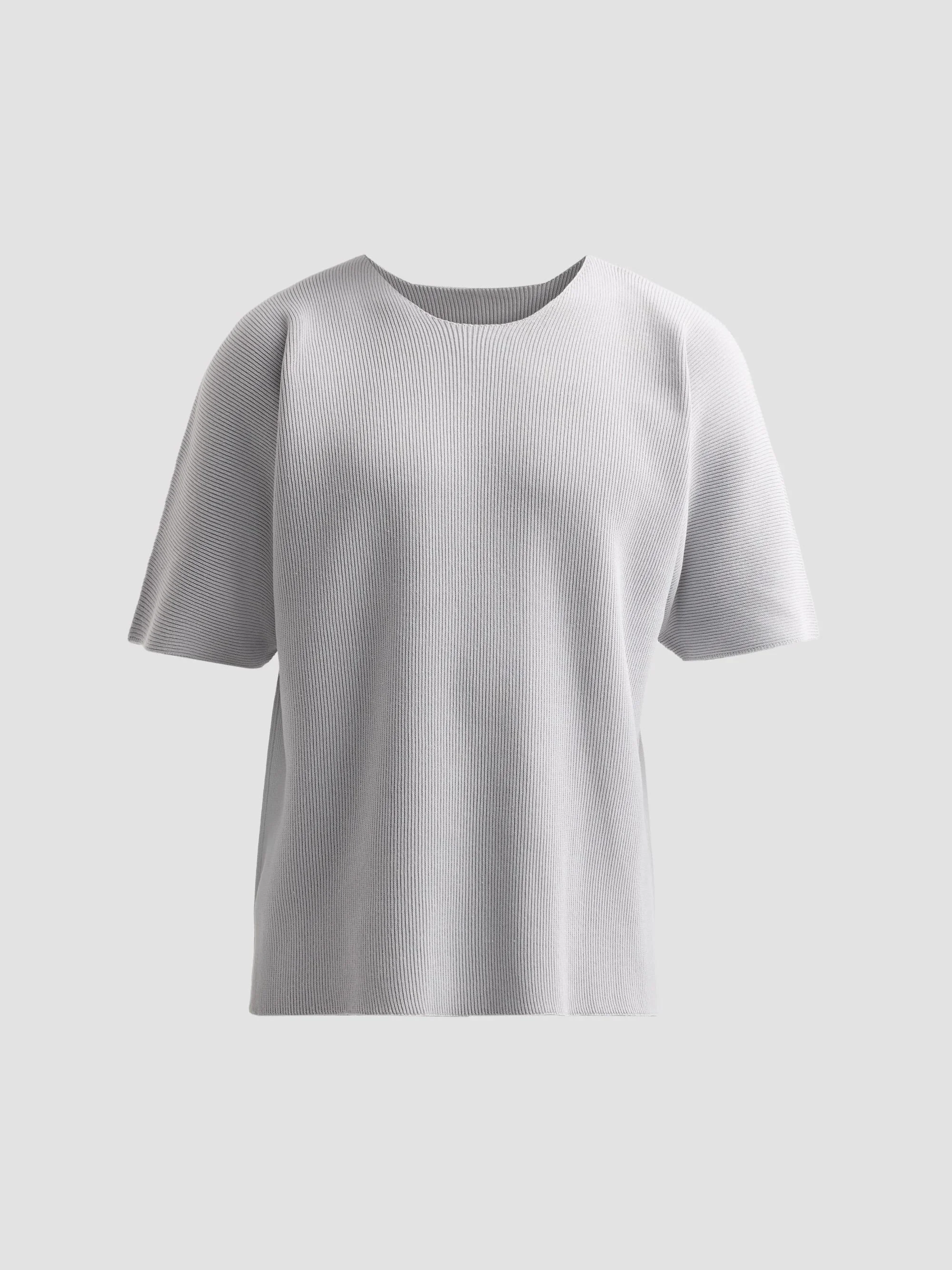 Men Basic Knit T-Shirt - Light Gray - 1