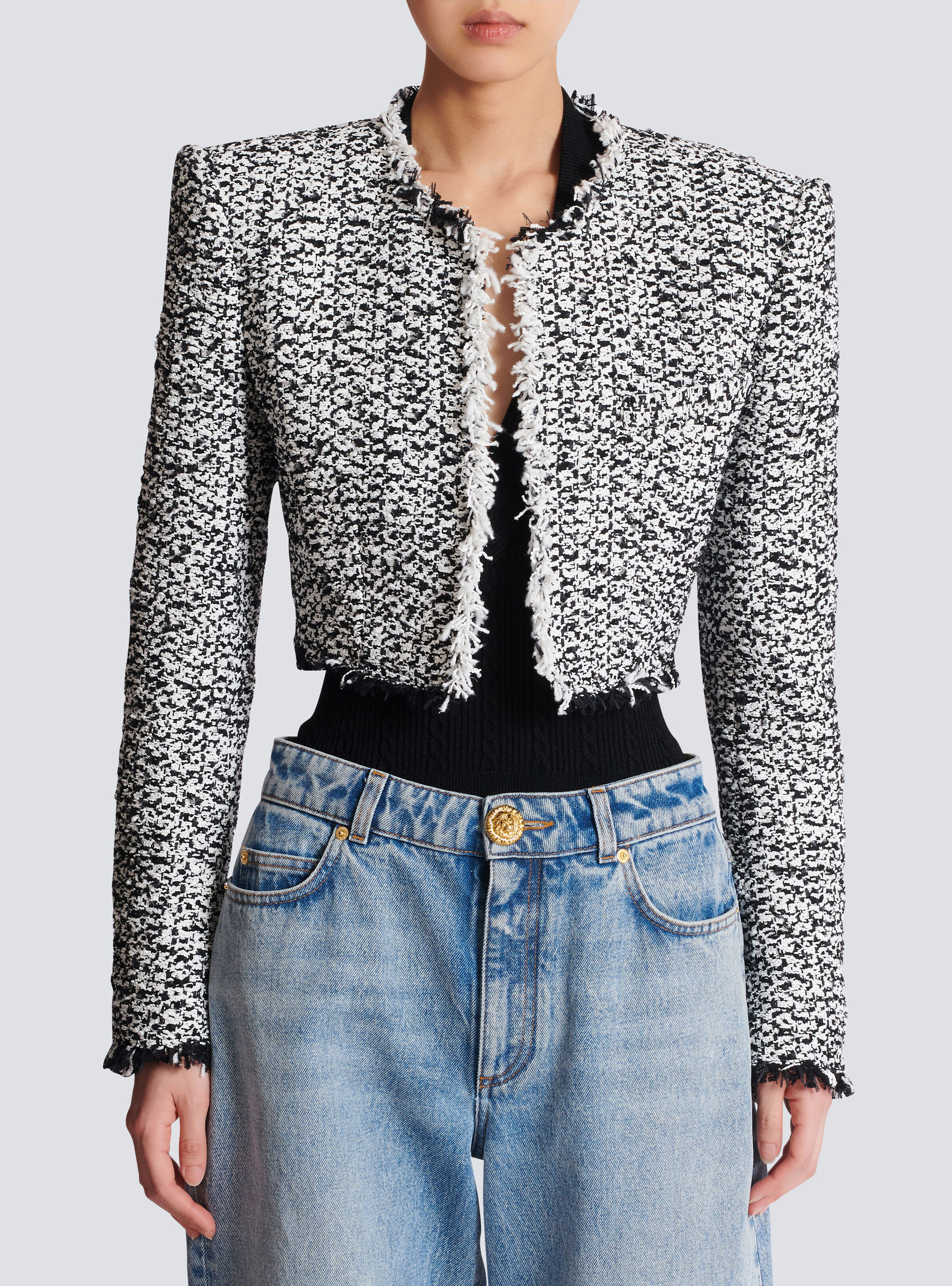 Cropped tweed jacket - 5