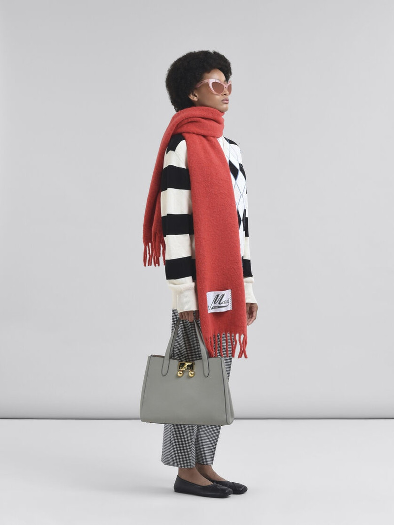 BLACK AND WHITE CHECKED WOOL BLEND TROUSERS 5