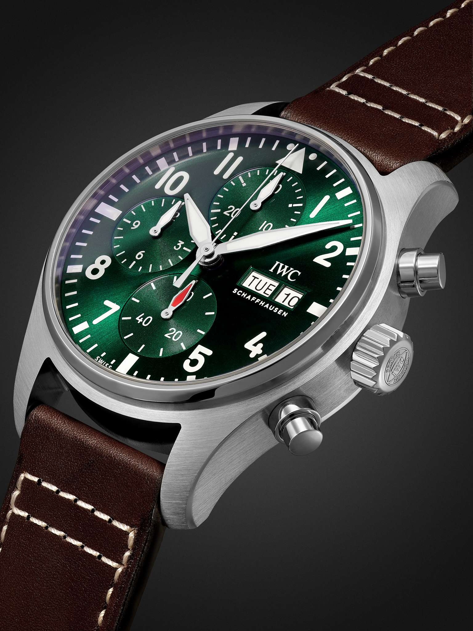Pilot's Automatic Chronograph 41mm Stainless Steel and Leather Watch, Ref. No. IW388103 - 4