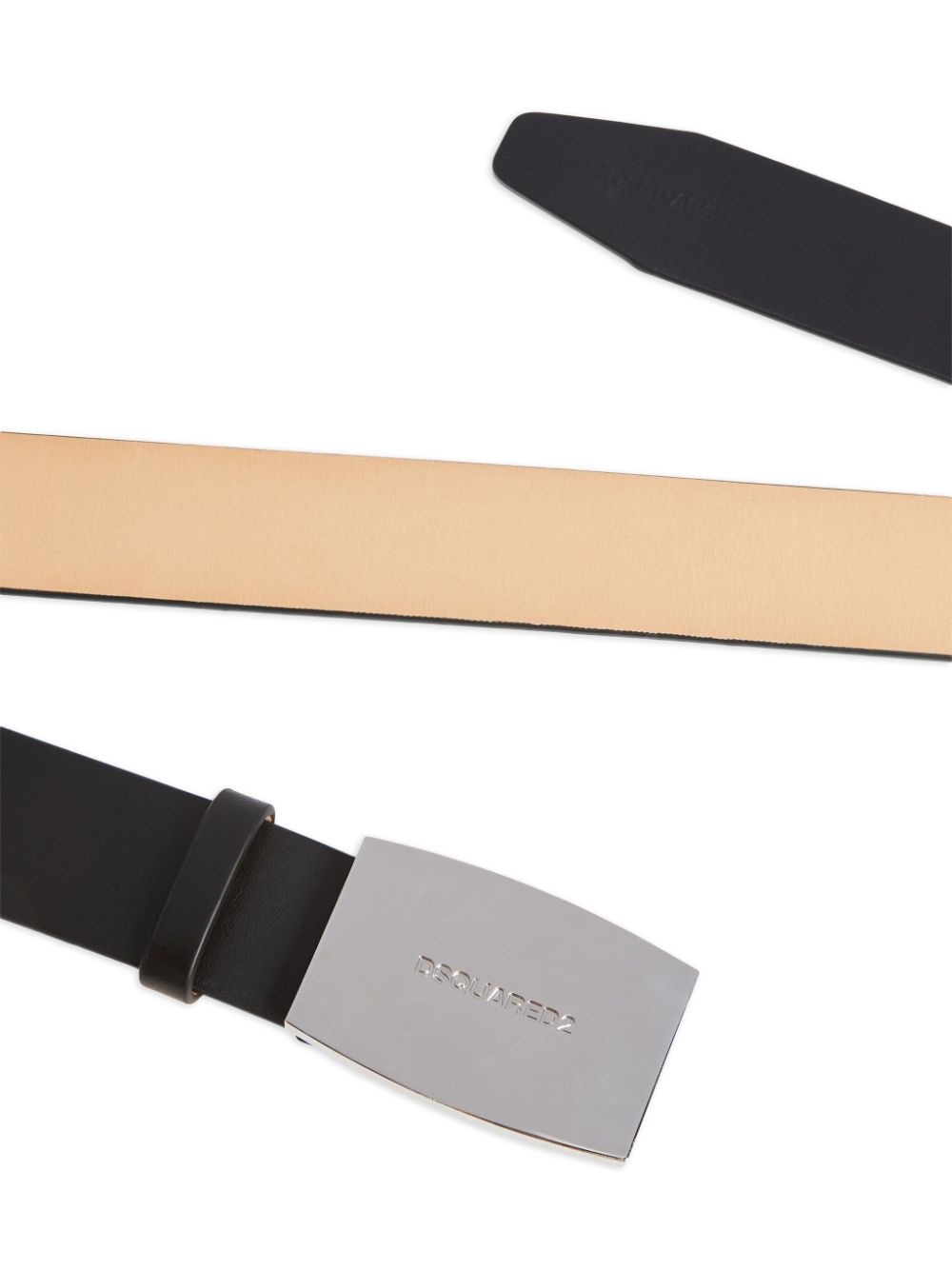 logo-buckle leather belt - 2