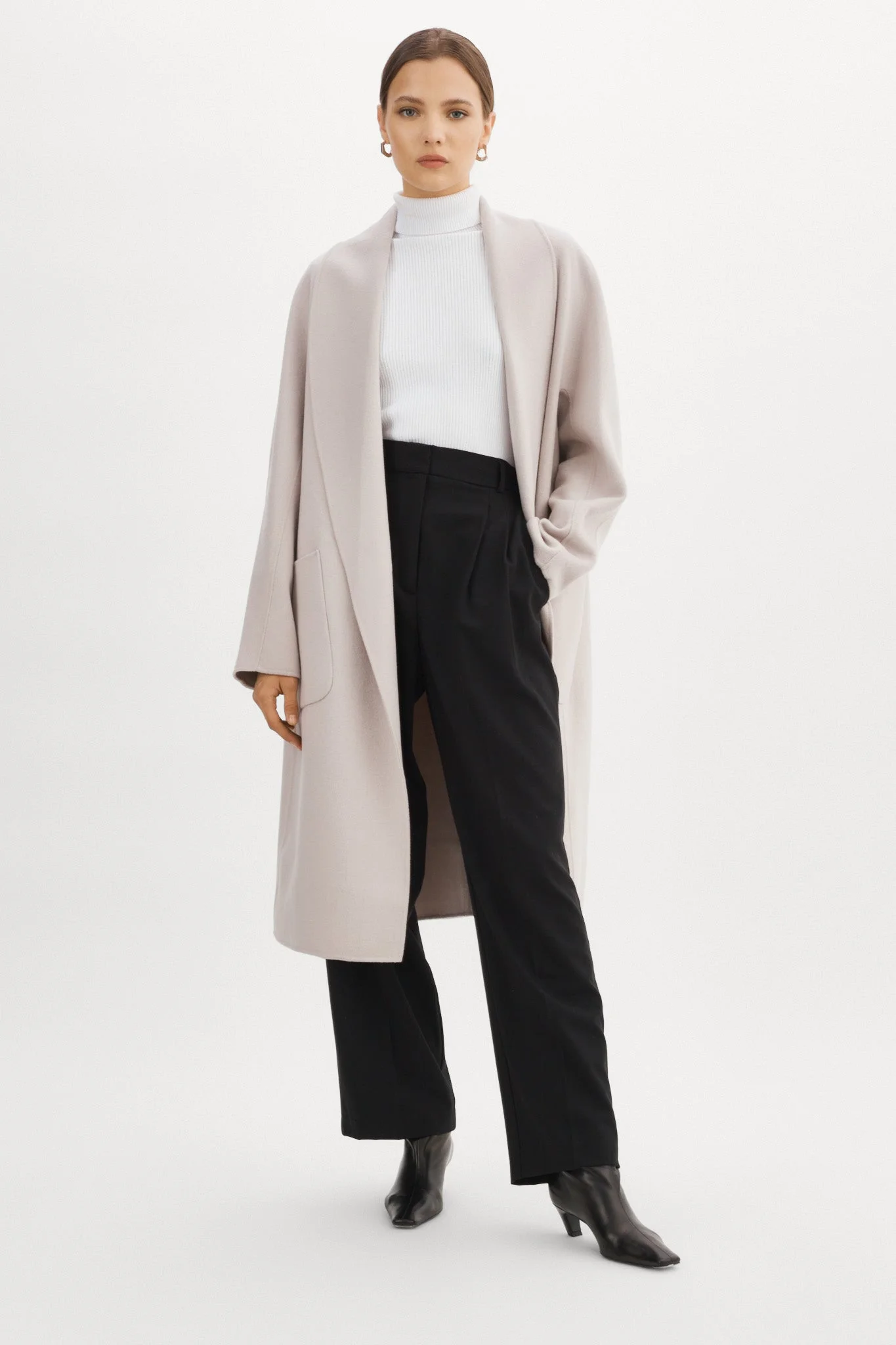 THARA | Shawl Collar Wool Coat - 1