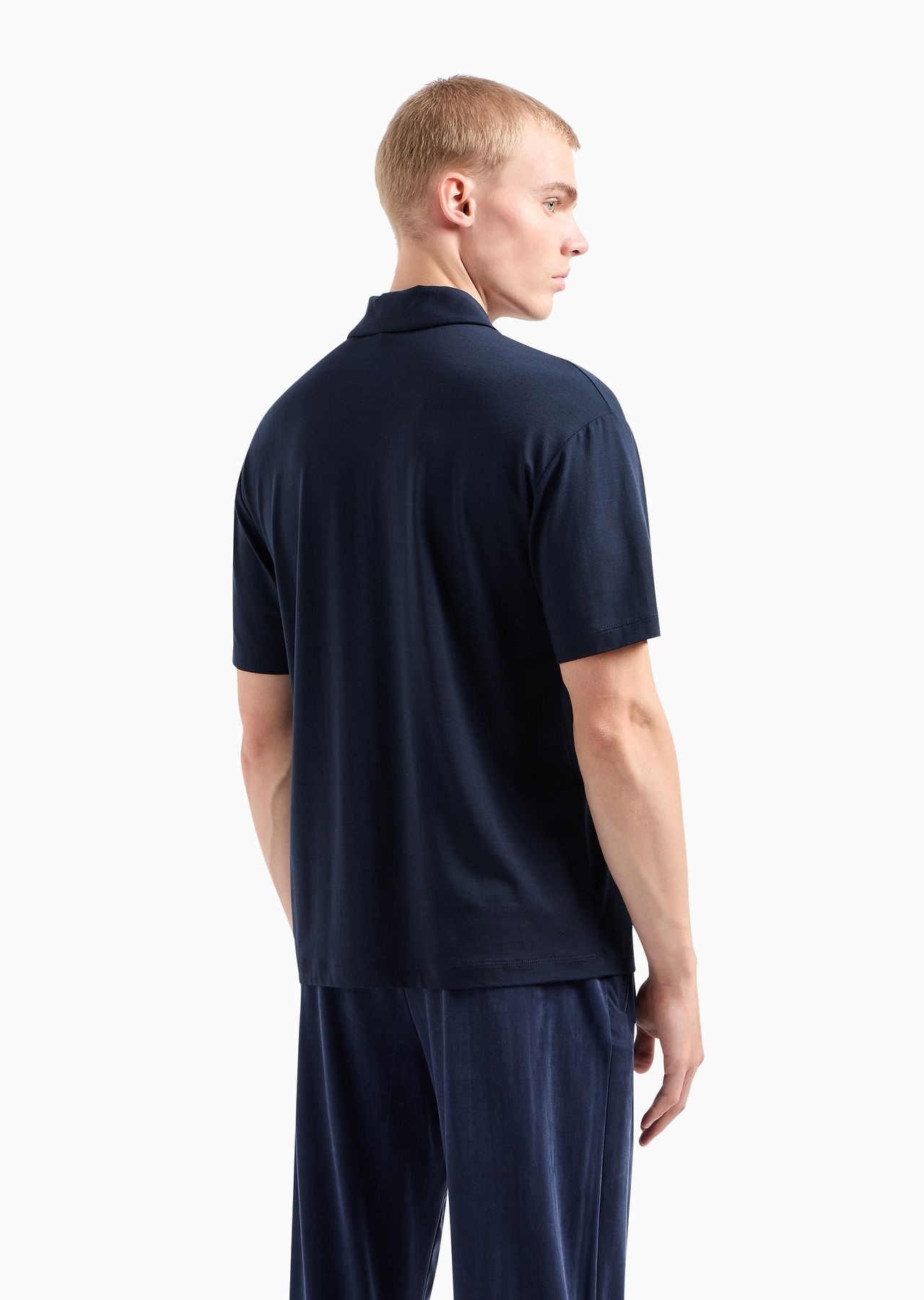 Stretch Lyocell and silk jersey short-sleeved polo shirt - 3
