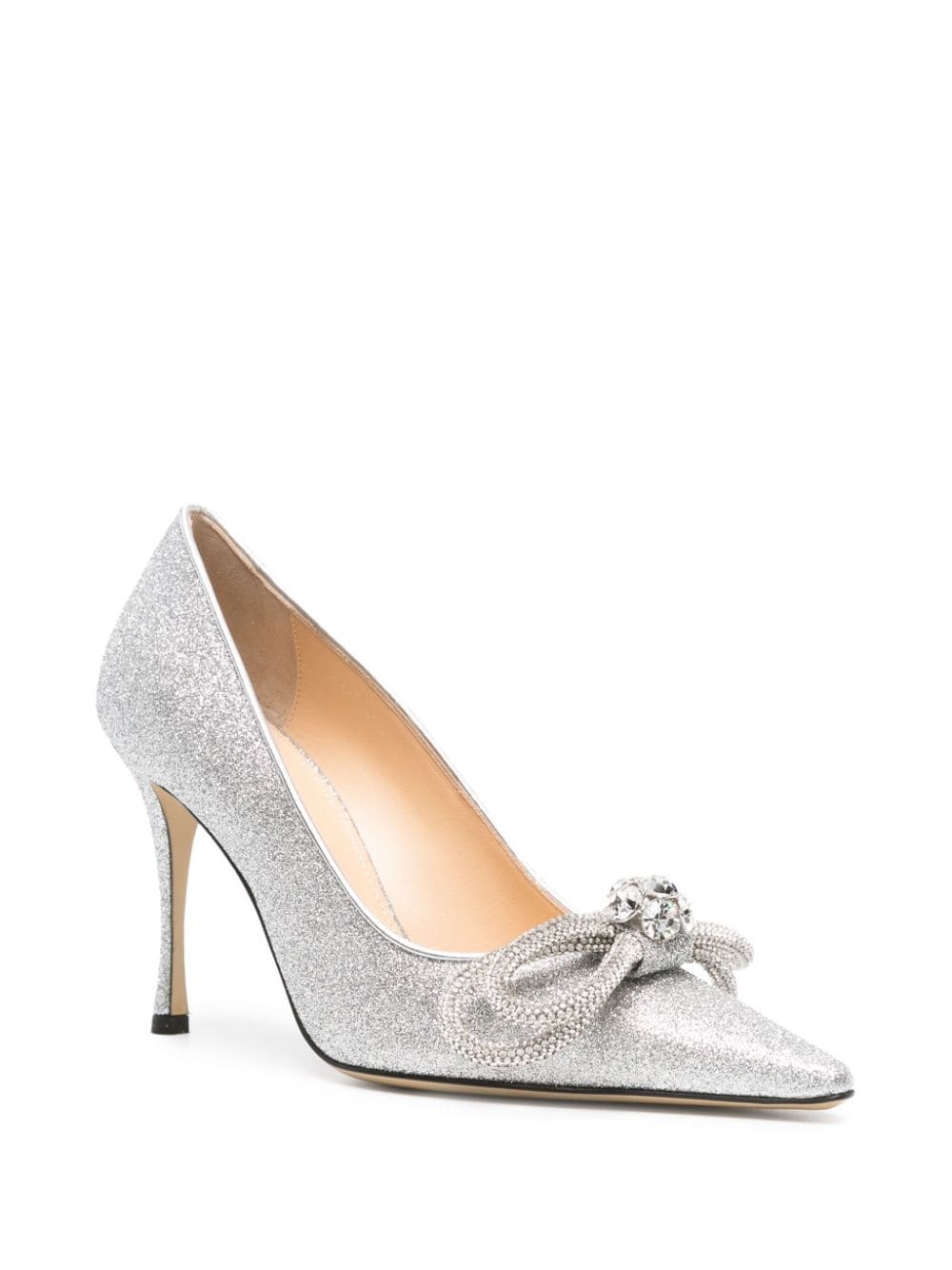 Double Bow 90mm glitter pumps - 2