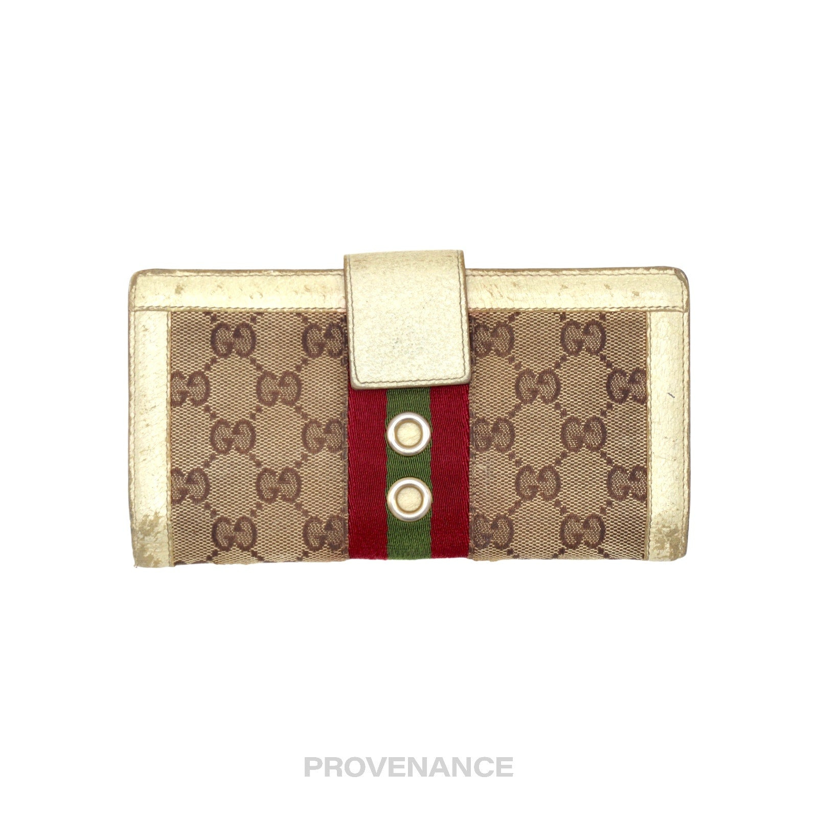 Gucci GG Canvas Long Wallet - White with Web - 2