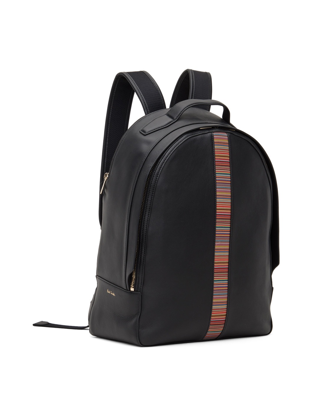 Black Leather Signature Stripe Backpack - 2