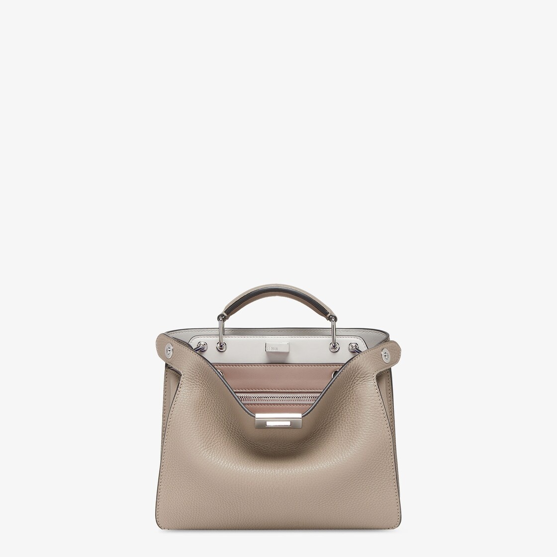 Small Peekaboo ISeeU bag made of beige Cuoio Romano leather. The interior is organized into two comp - 1