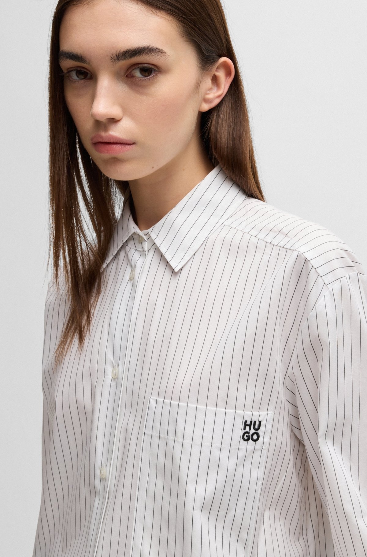 OVERSIZE-FIT BLOUSE IN STRIPED COTTON WITH BUTTERFLY PRINT - 4