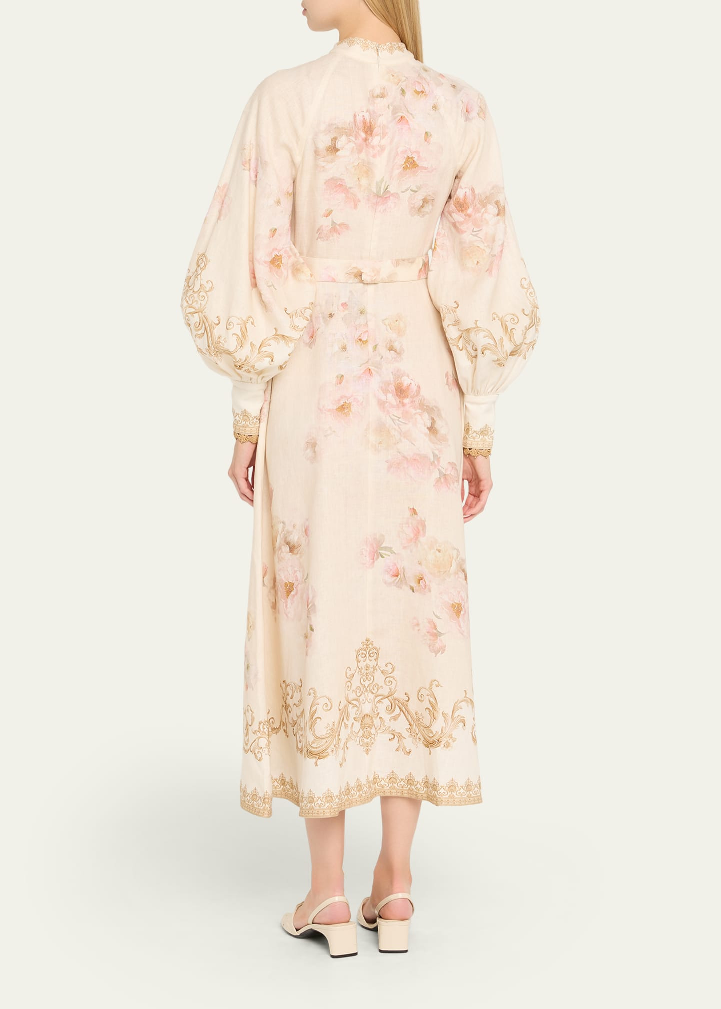 Buttoned Linen Midi Dress - 3