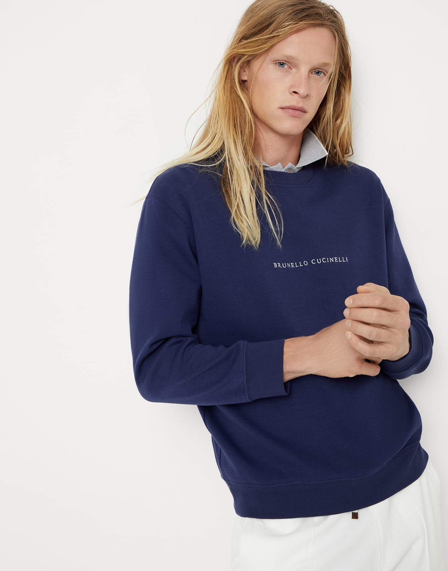 Techno cotton French terry sweatshirt with embroidery - 4