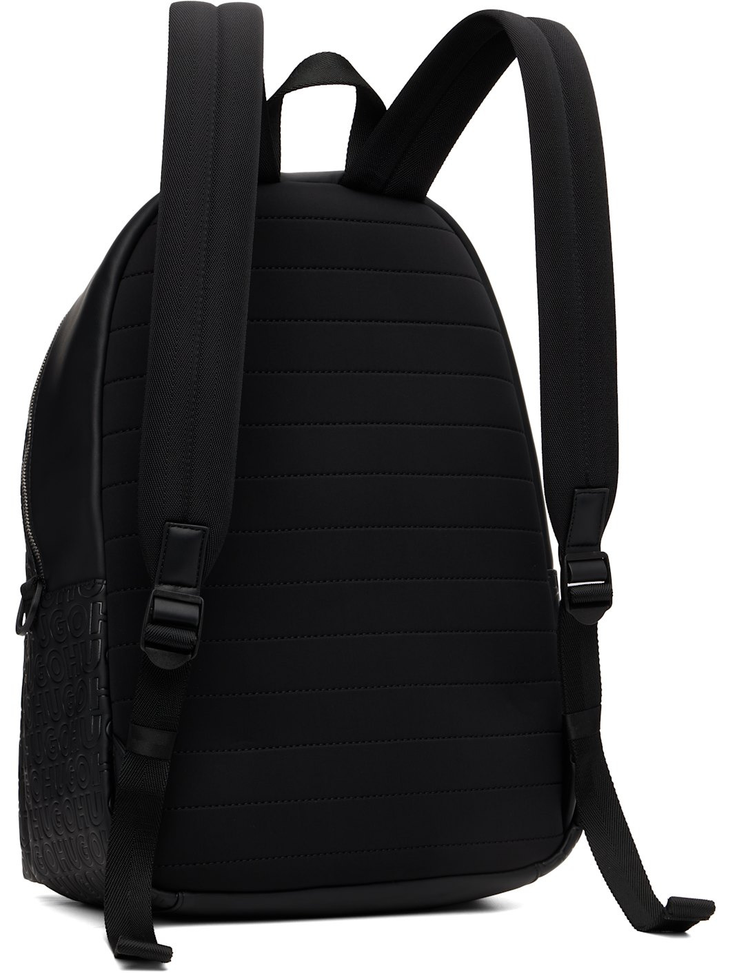 Black Embossed-Logo Faux-Leather Backpack - 3