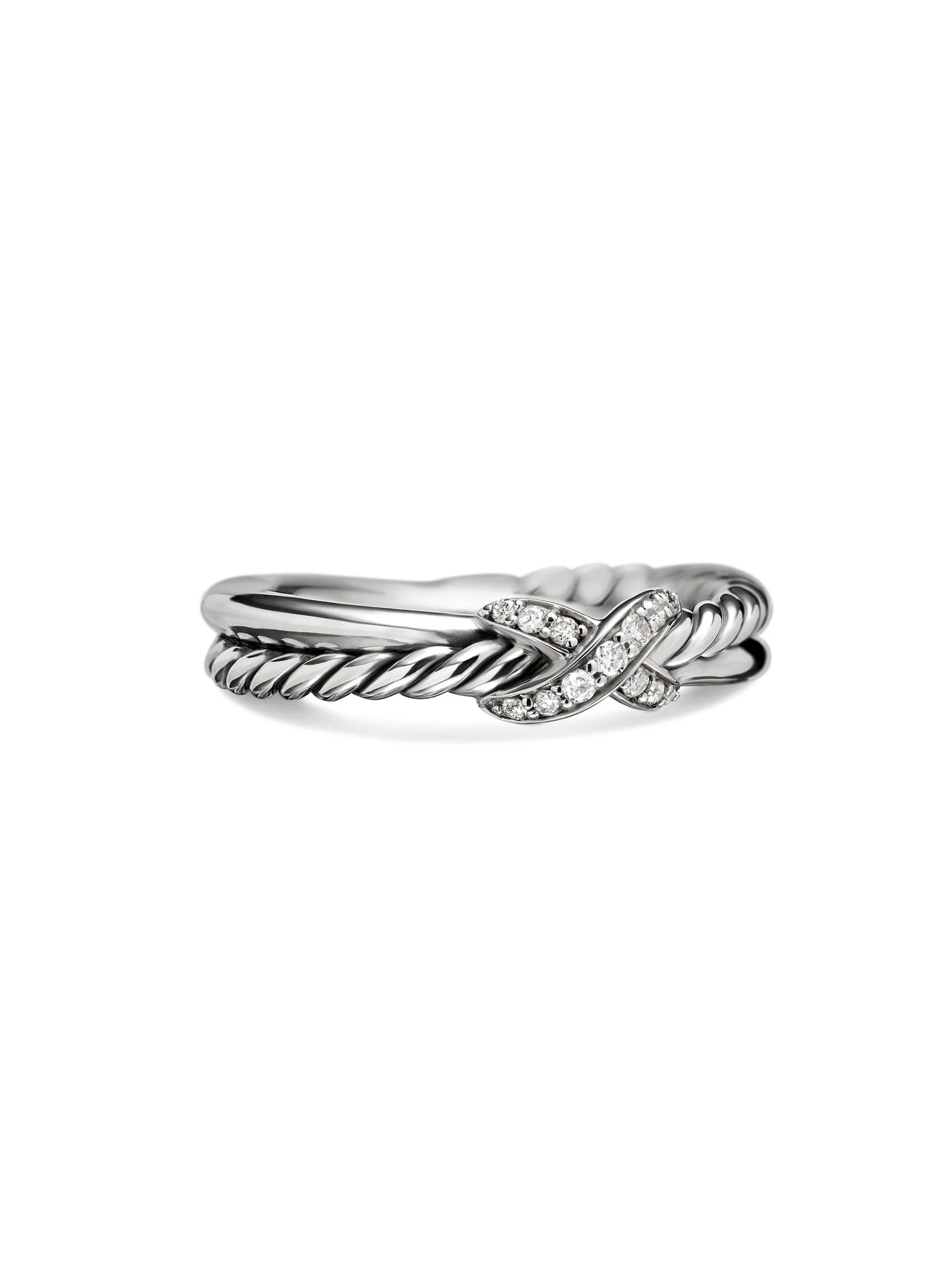 Women's Petite X Ring in Sterling Silver - Diamond - 1