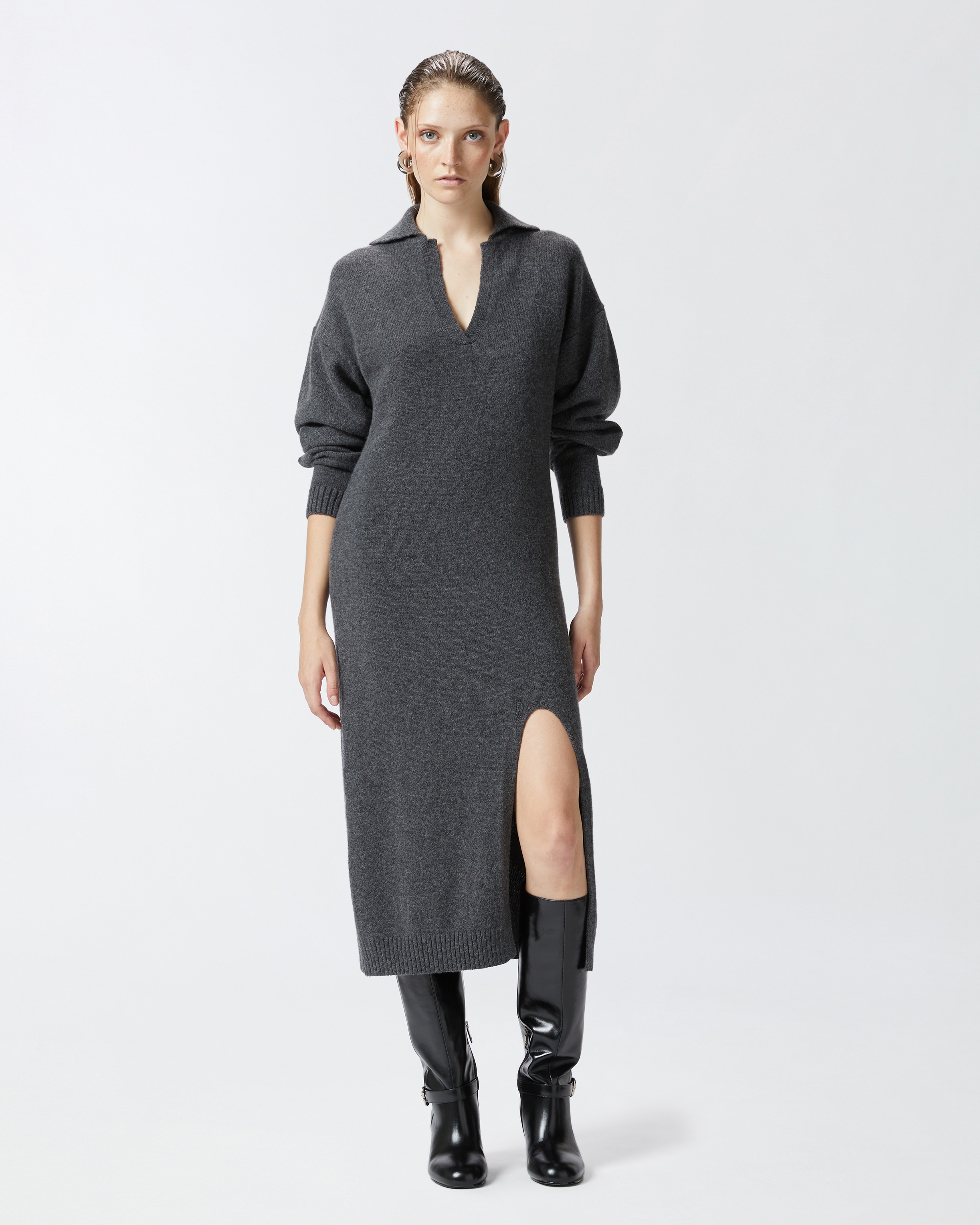 LONG CASHMERE BLEND KNIT DRESS - 3