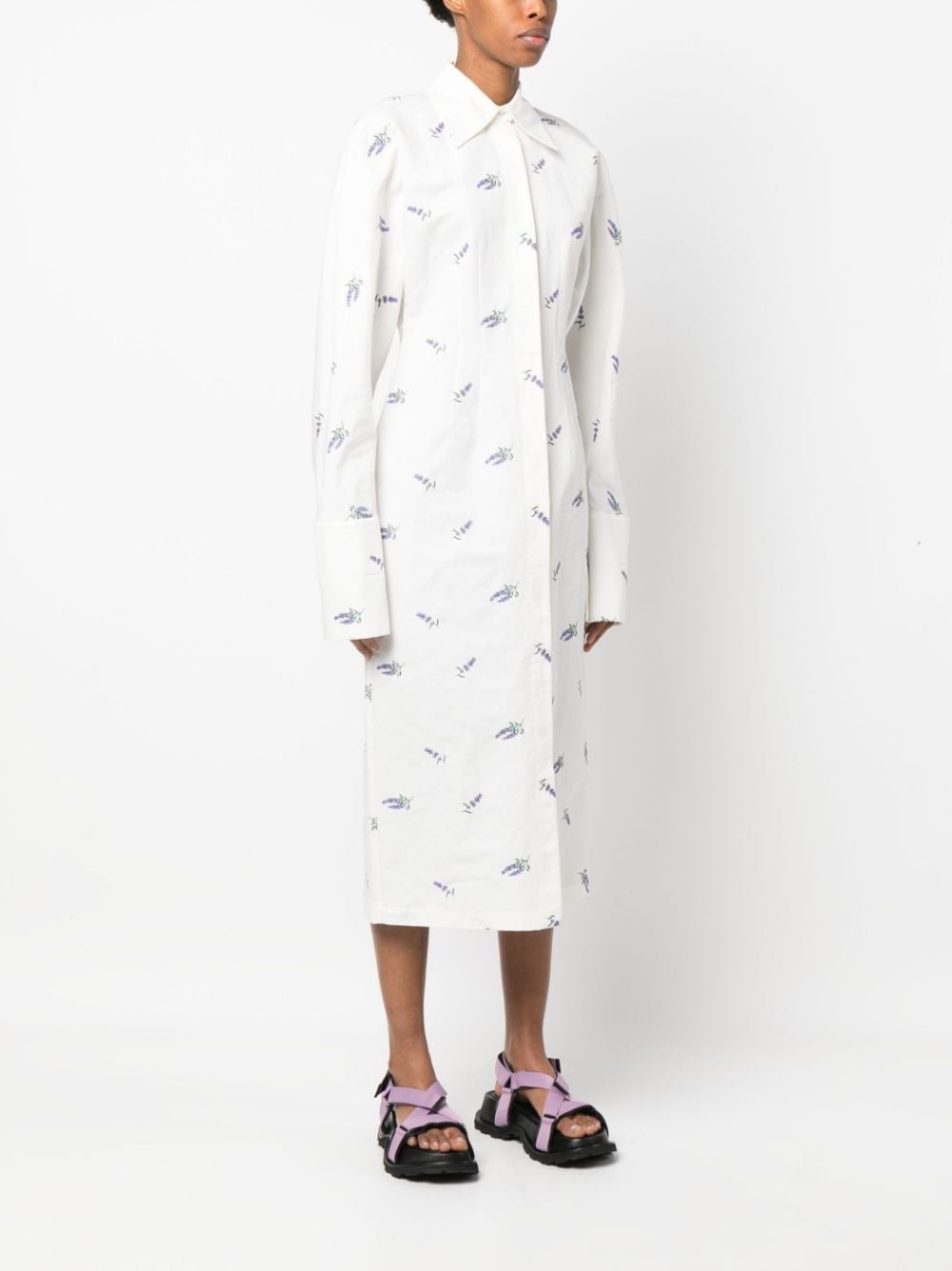floral-print shirt dress - 3