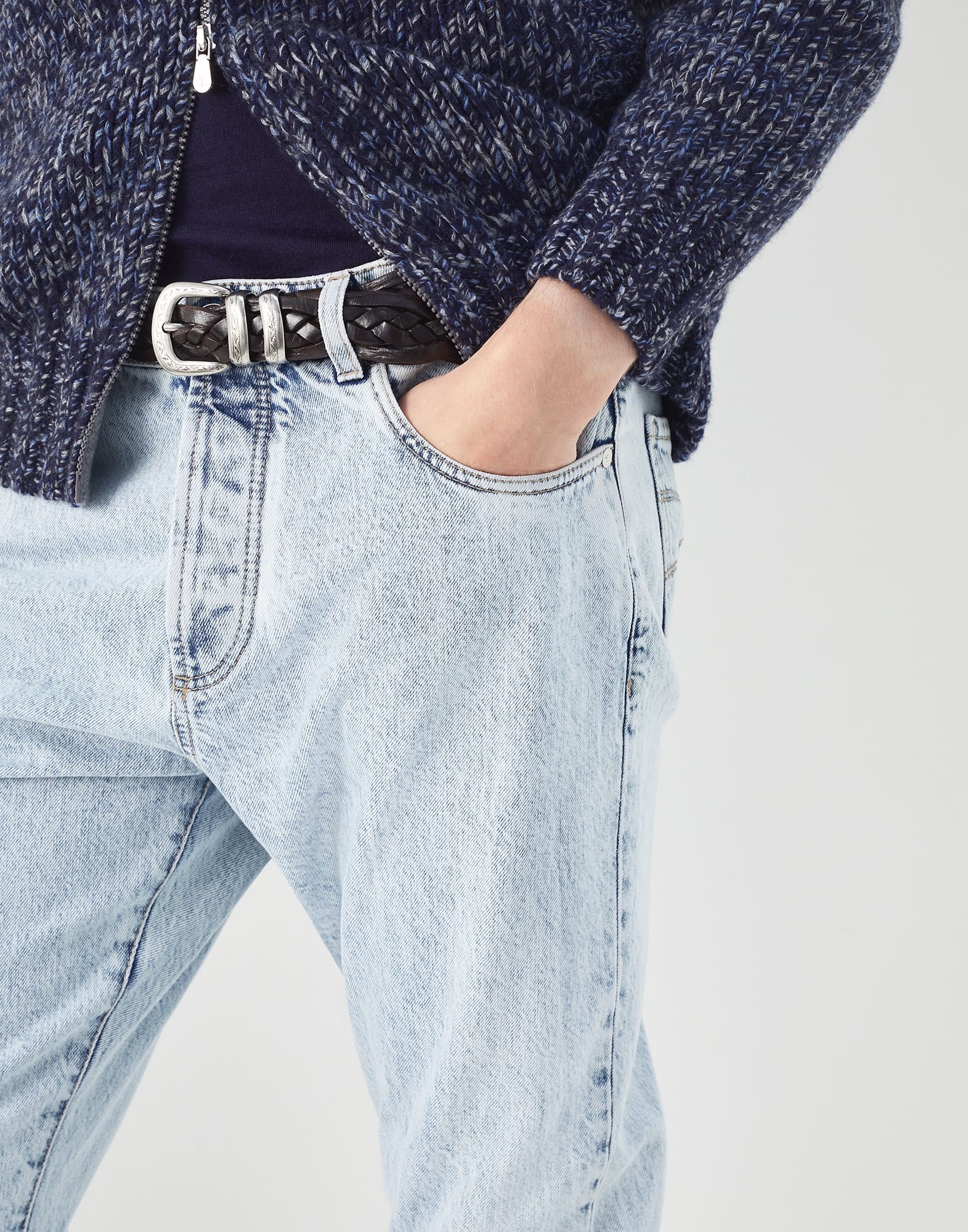Aged denim leisure fit five-pocket trousers - 3