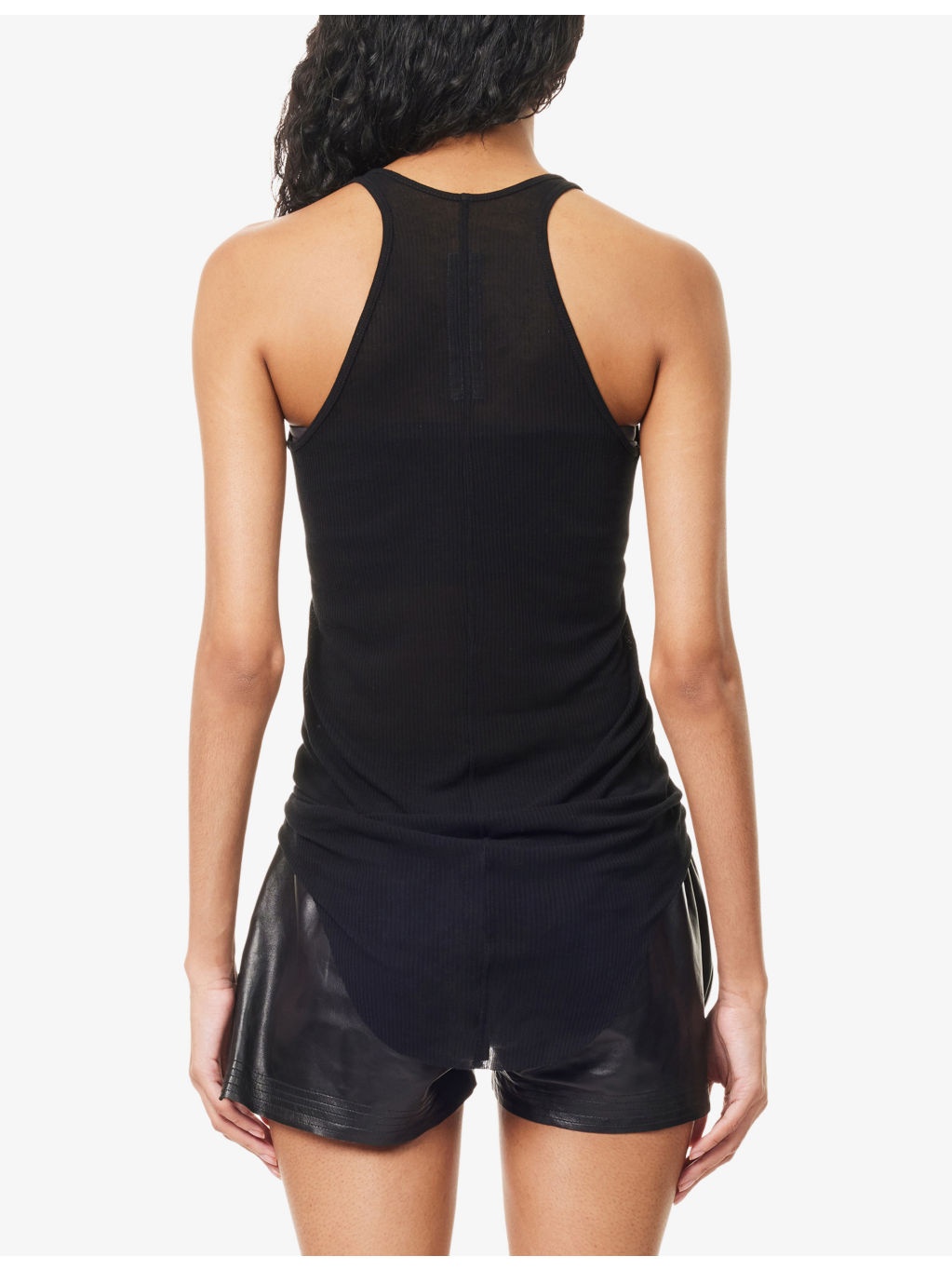 Basic Ribbed Woven-Blend Top - 4