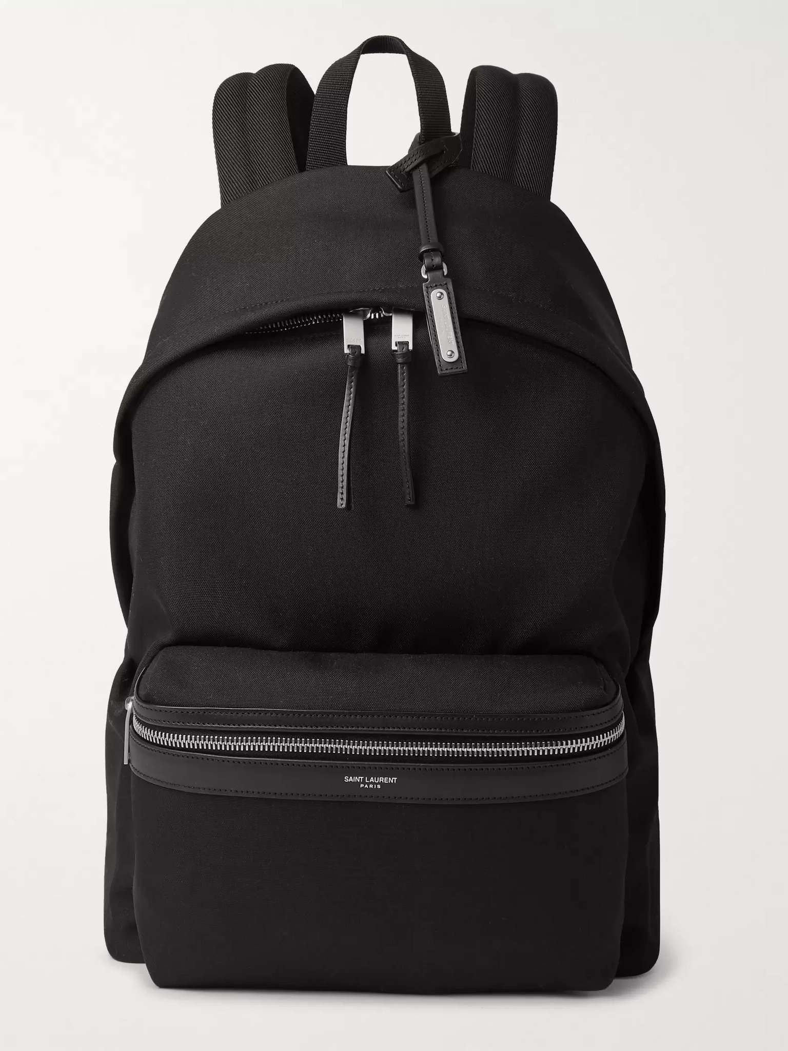 Leather-Trimmed Canvas Backpack - 1
