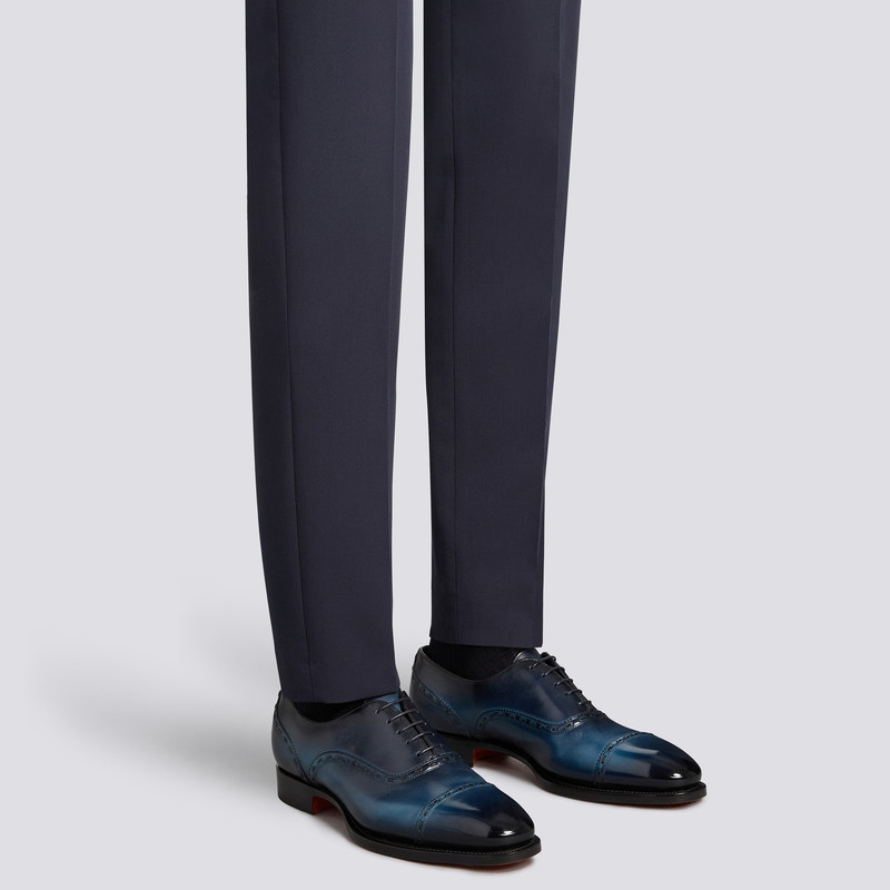 Santoni Men's black leather Oxford shoe outlook