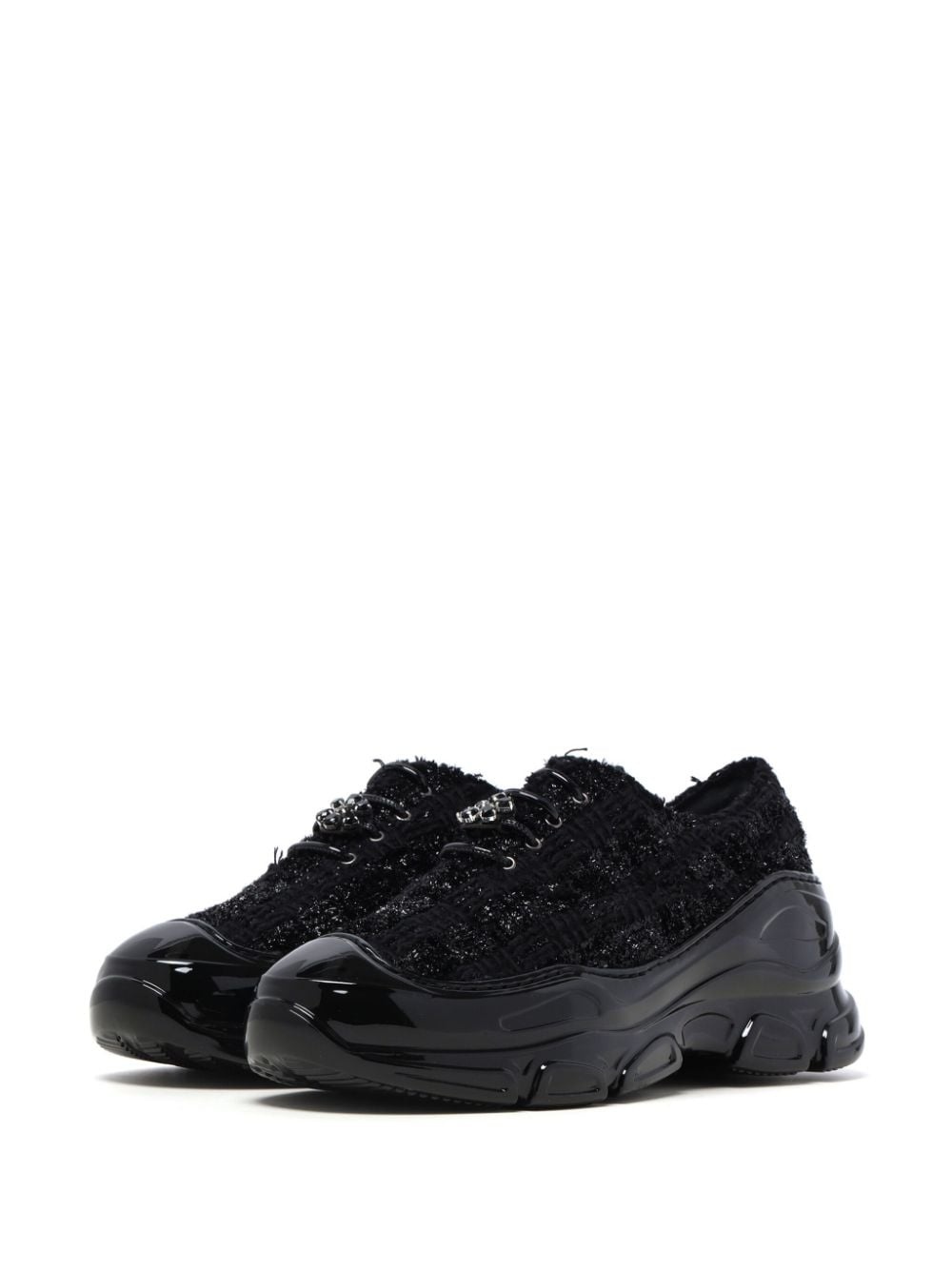 tweed low-top sneakers - 3