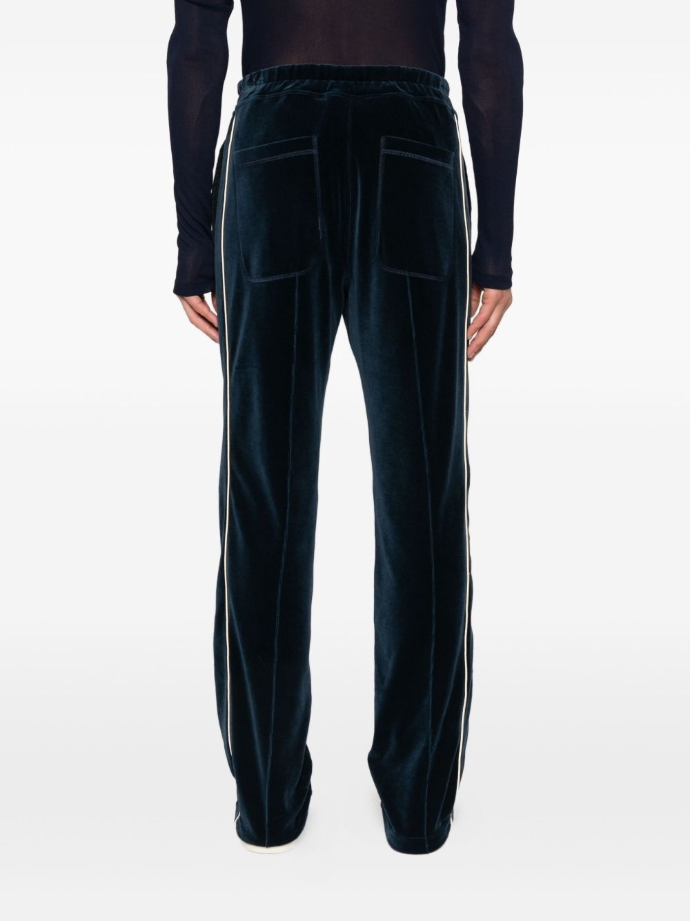 piped-trim velour track pants - 4